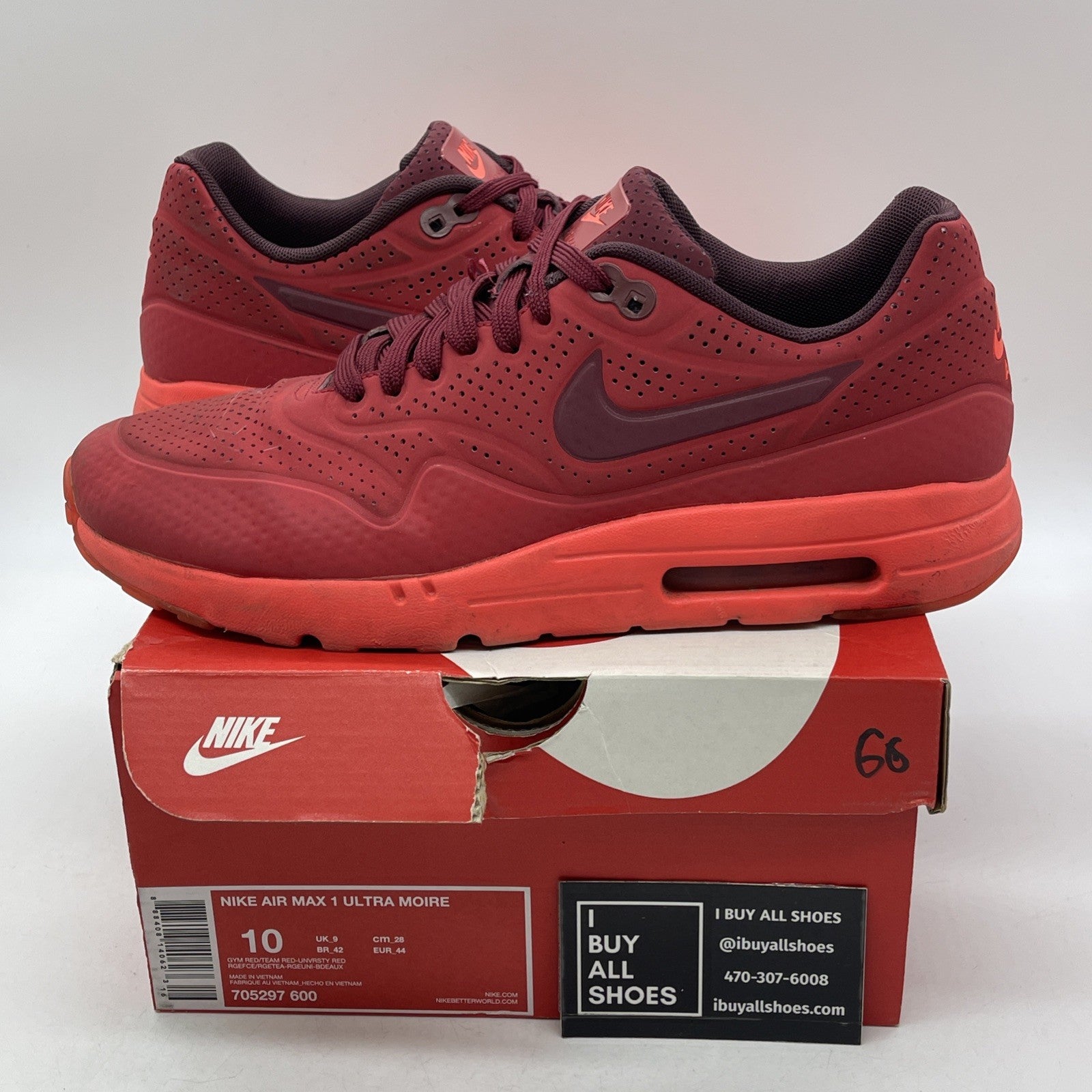 Size 10 - Nike Air Max 1 Ultra Moire Triple Red (705297-600)