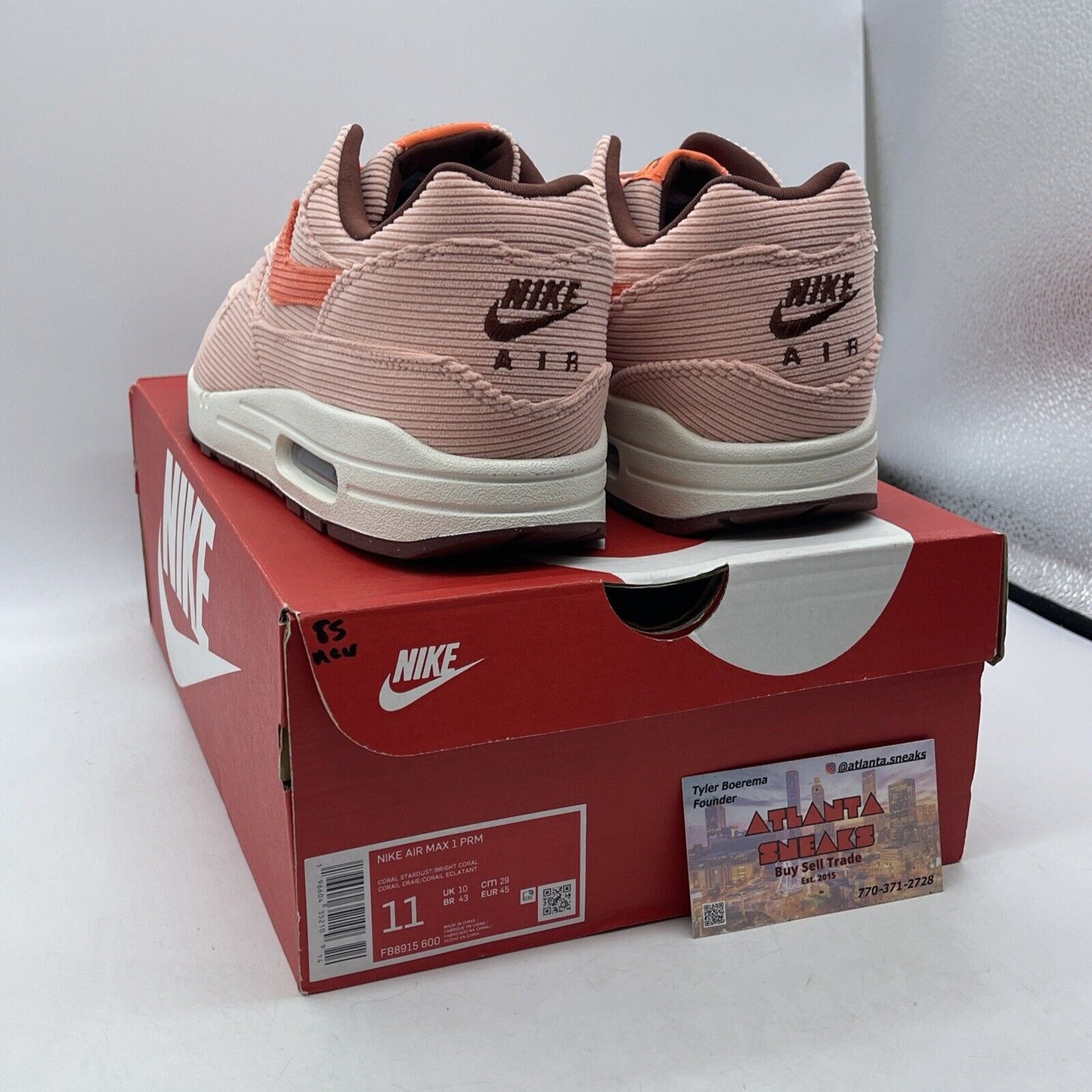 Size 11 - Nike Air Max 1 Premium Coral Stardust Corduroy Suede (FB8915-600)