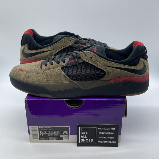 Size 10.5 -Ishod Wair Light  Olive Suede Black Red (DC7232-300)