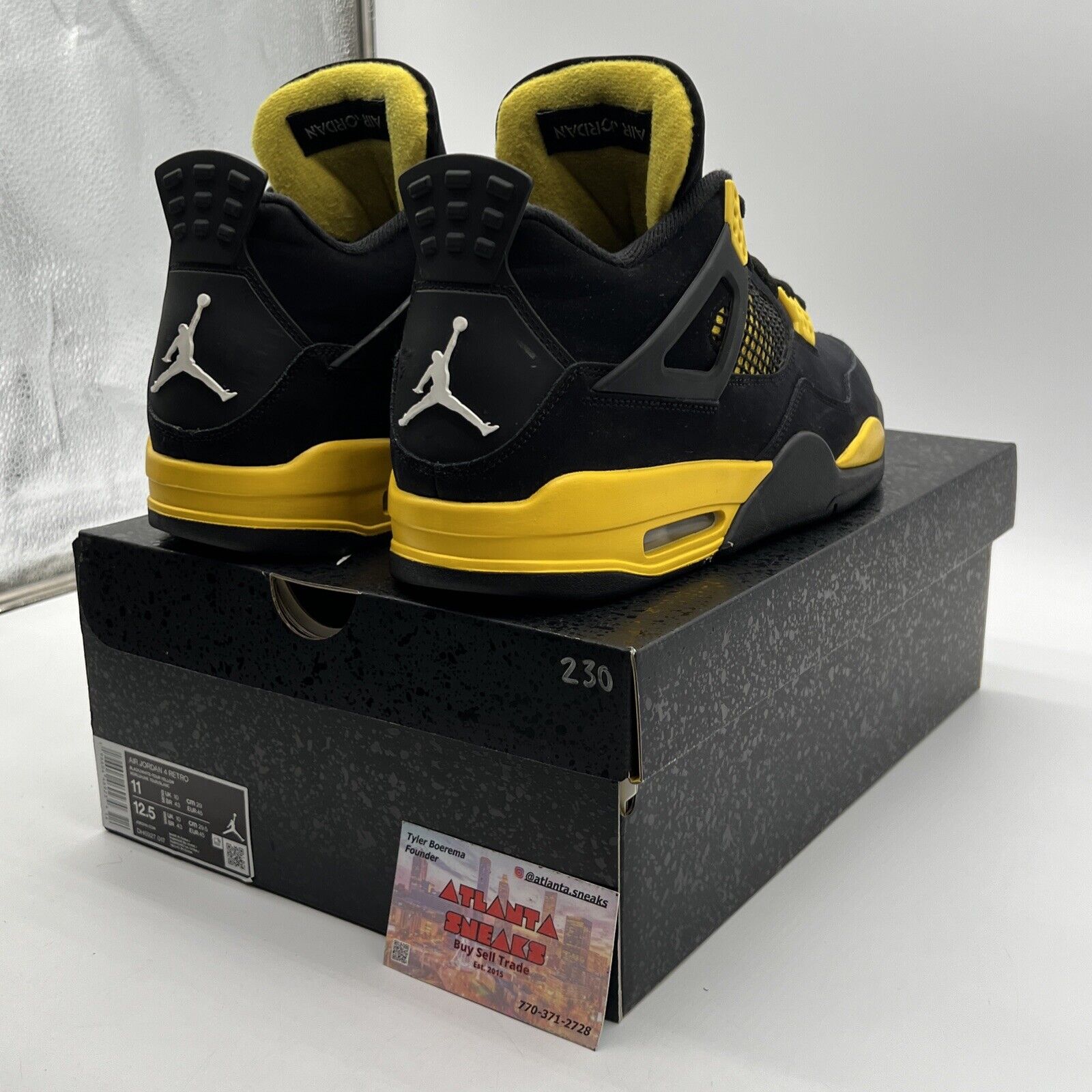 Size 11 - Jordan 4 Retro Mid Thunder Black Yellow Suede (DH6927-017)