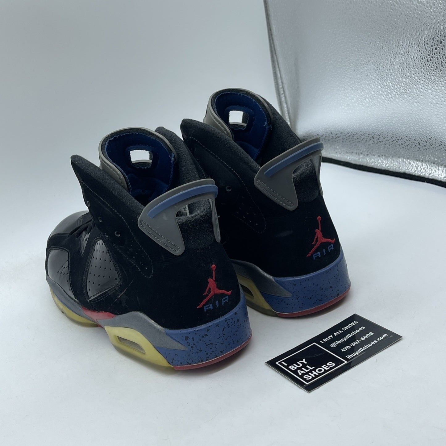 Size 10 - Air Jordan 6 Retro Pistons Black Red Blue Suede Leather (384664-001)