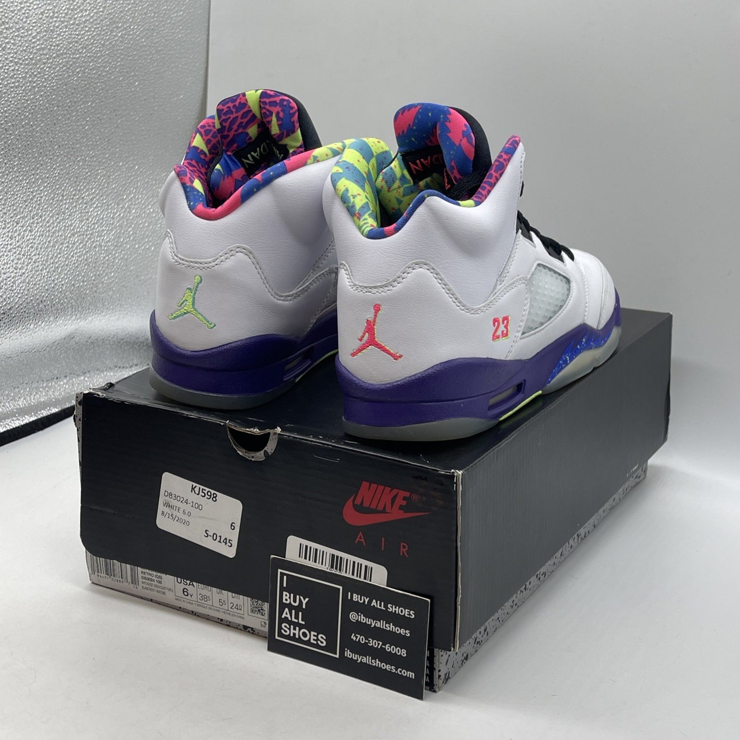 Size 6 - Jordan 5 Retro Alternate Bel-Air Court Purple Ghost Green (DB3024-100)