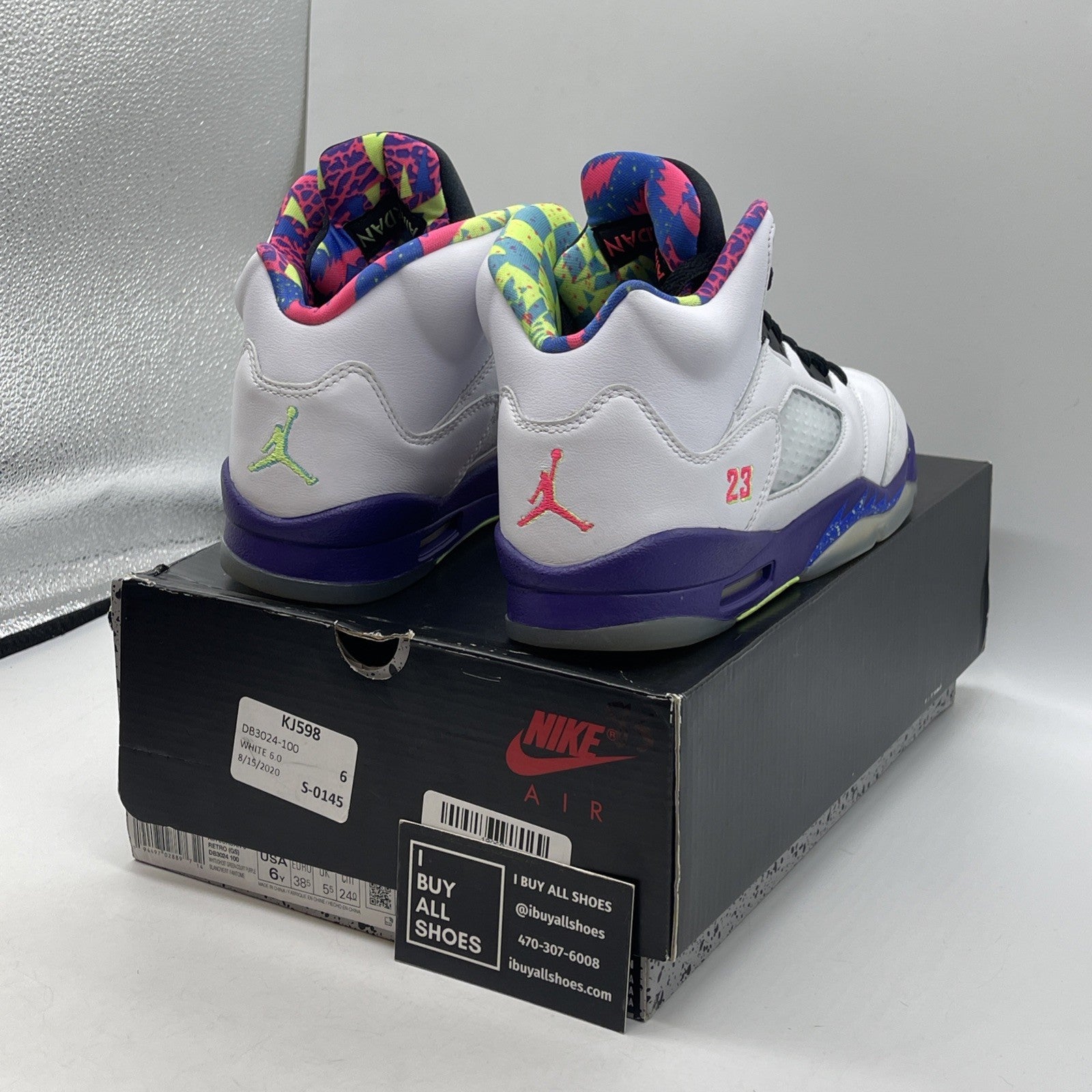 Size 6 - Jordan 5 Retro Alternate Bel-Air Court Purple Ghost Green (DB3024-100)