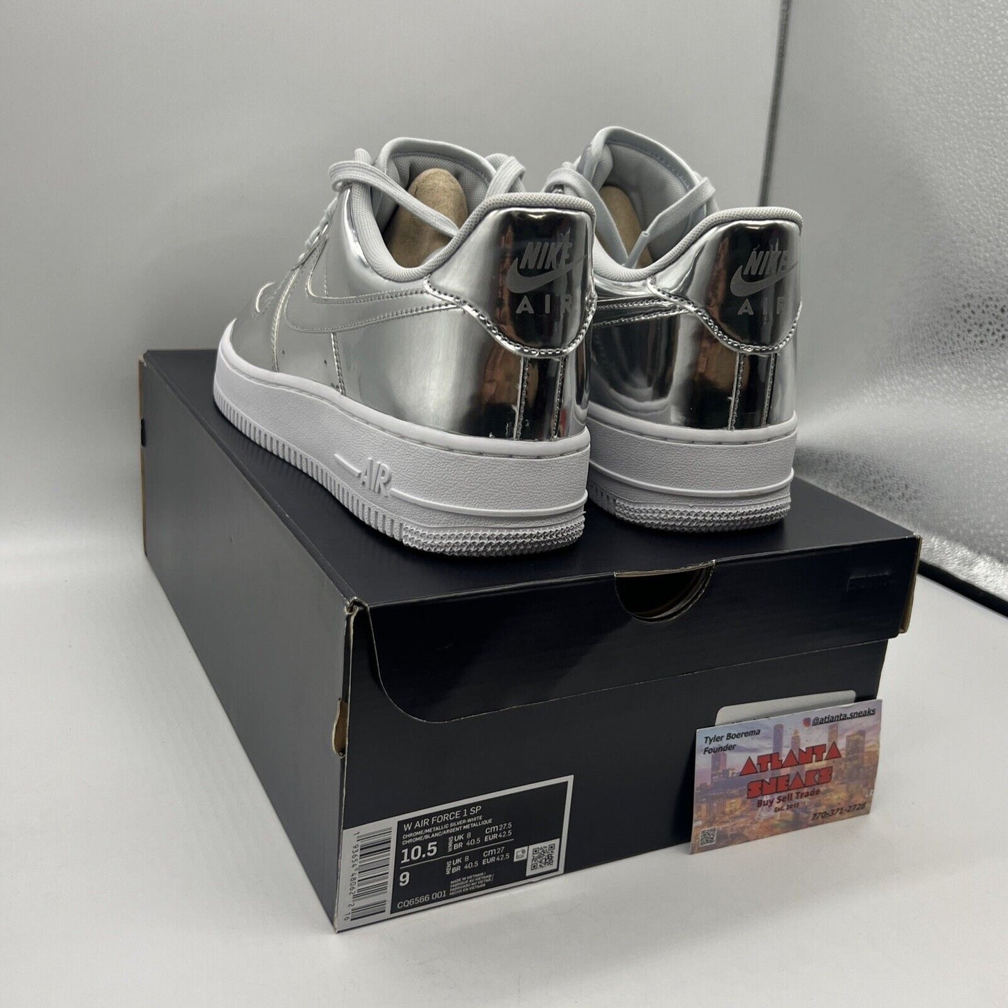 Size 10.5 - Nike Air Force 1 SP Liquid Metal - Chrome W Brand New Og All Silver