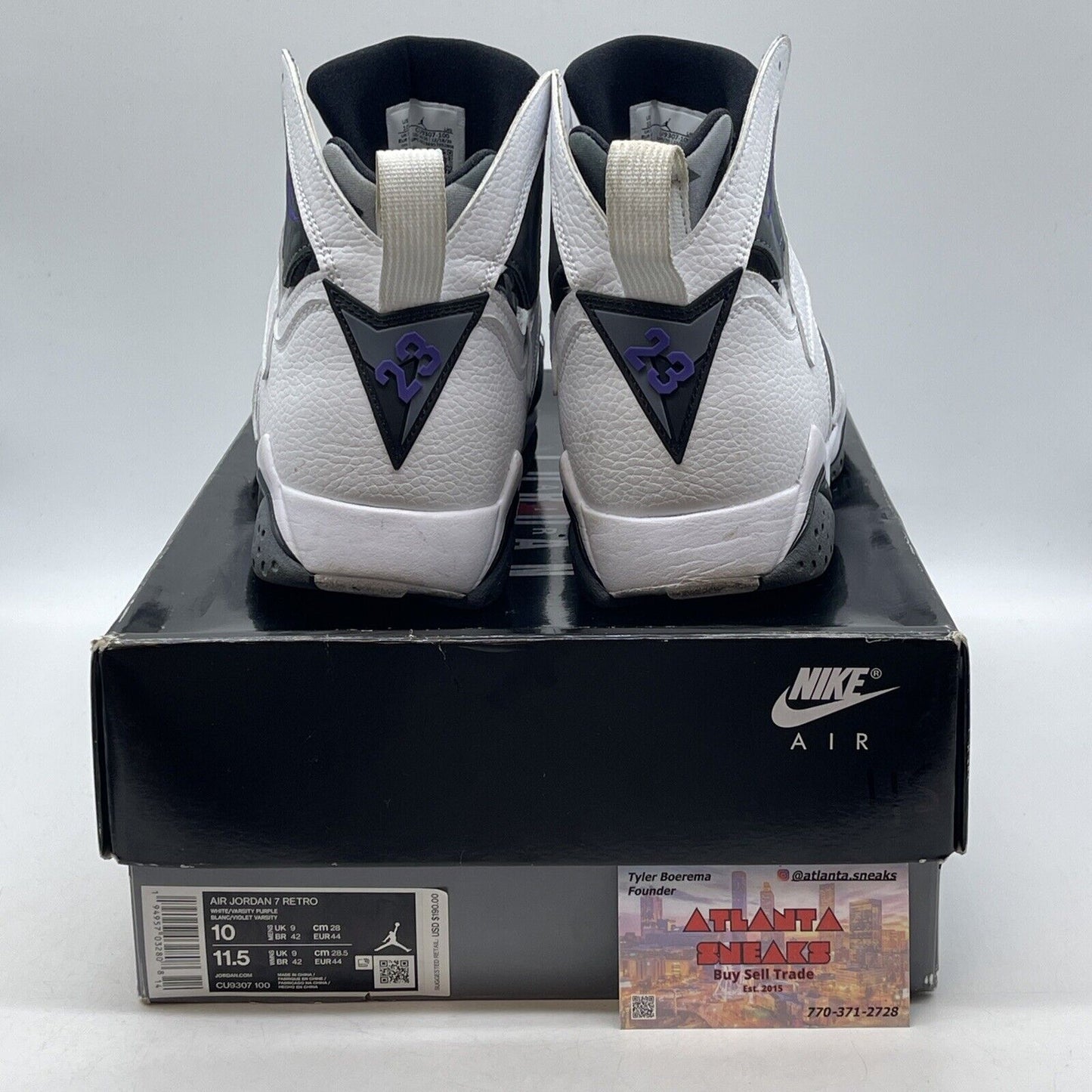 Size 10 - Air Jordan 7 Retro 2021 Flint Black Gray White Purple (CU9307–100)