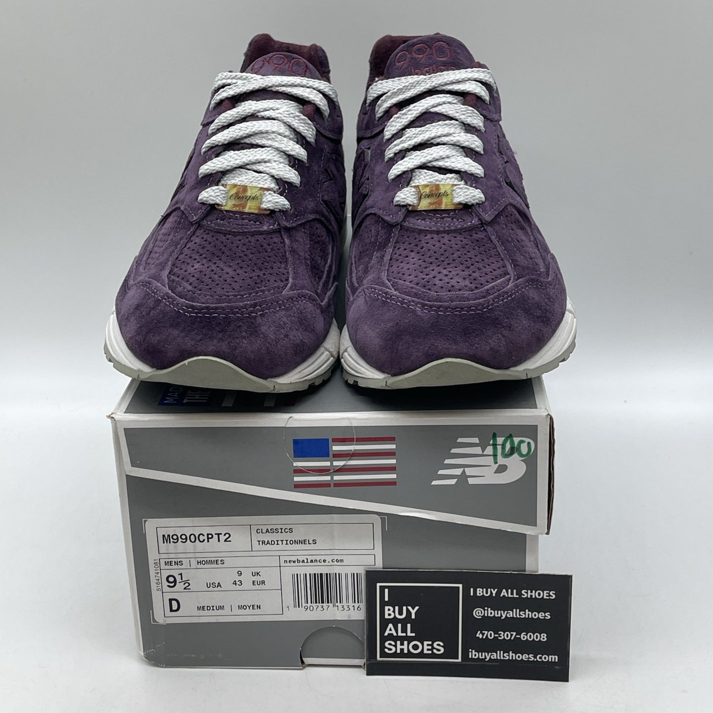 Size 9.5 - New Balance Concepts x 990v2 Made in USA Tyrian Purple (M990CPT2)