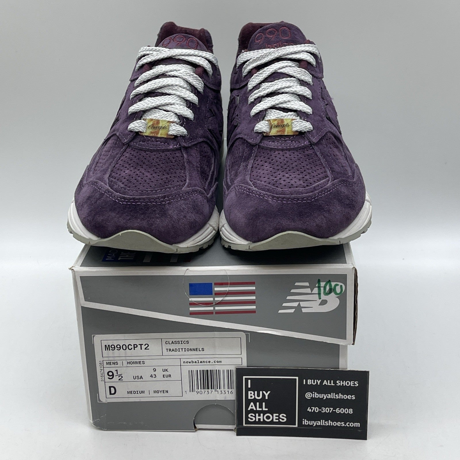 Size 9.5 - New Balance Concepts x 990v2 Made in USA Tyrian Purple (M990CPT2)