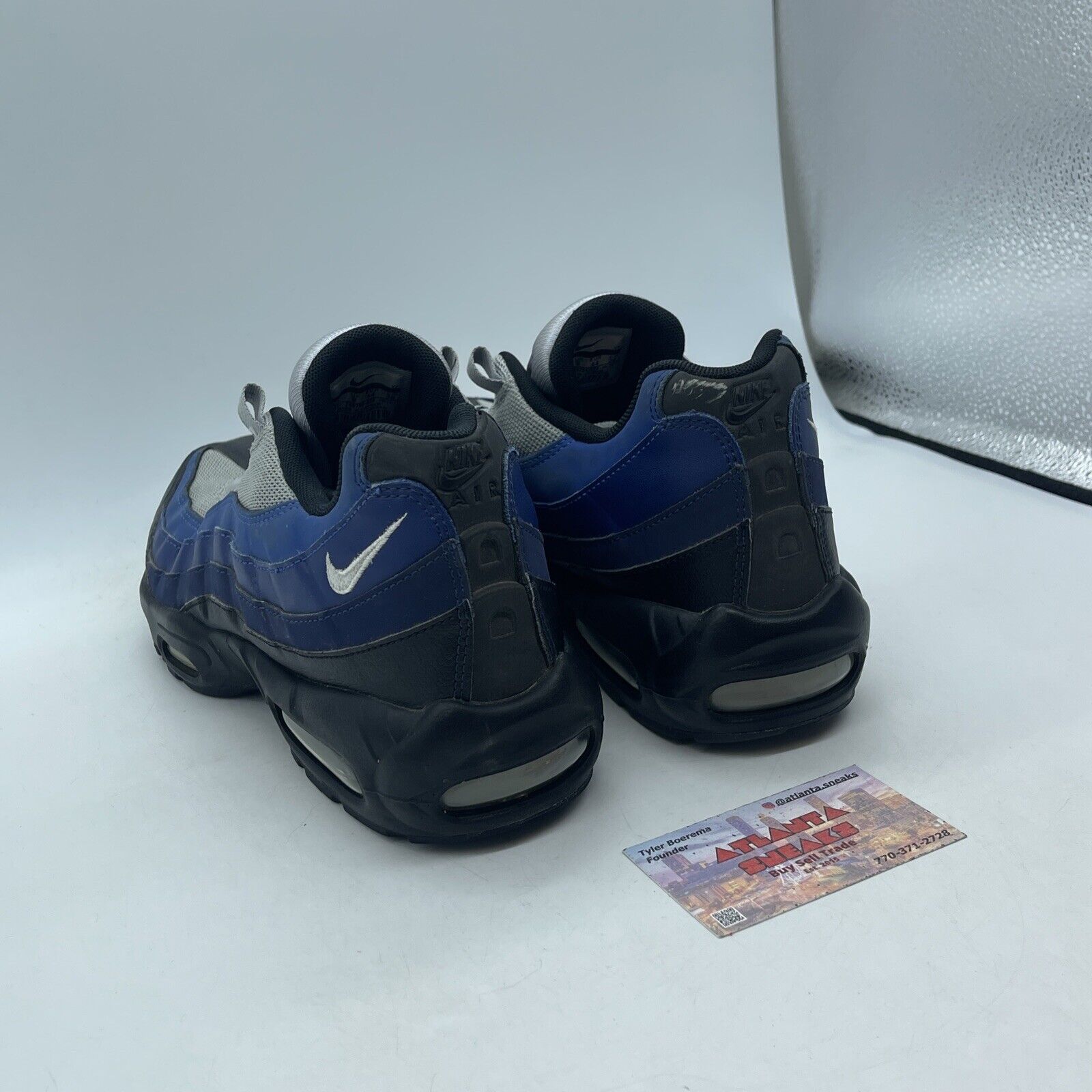 Size 10 - Nike Air Max 95 Essential Deep Royal Black Suede Leather (749766-023)