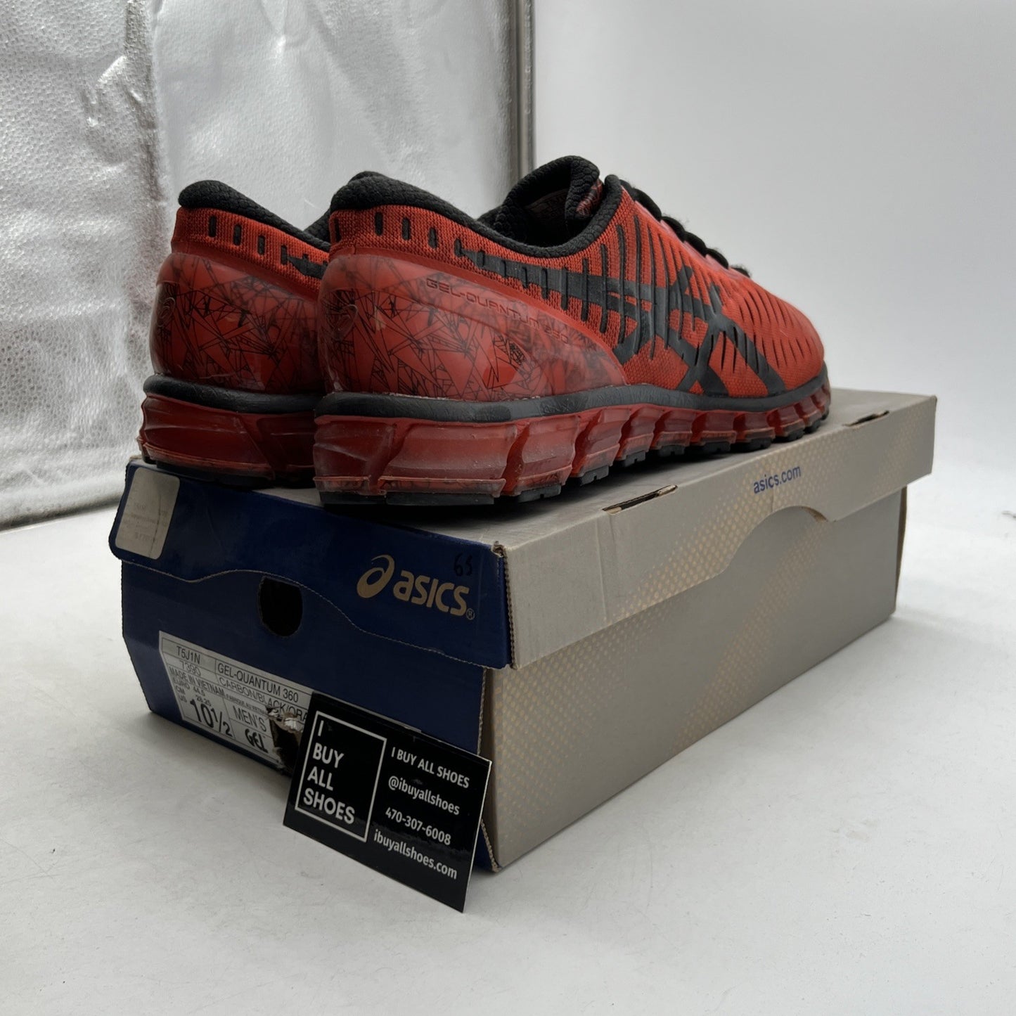 Size 10.5 - Asics Gel-Quantum 360 Mens Running Shoes Orange Black (T5J1N-7390)