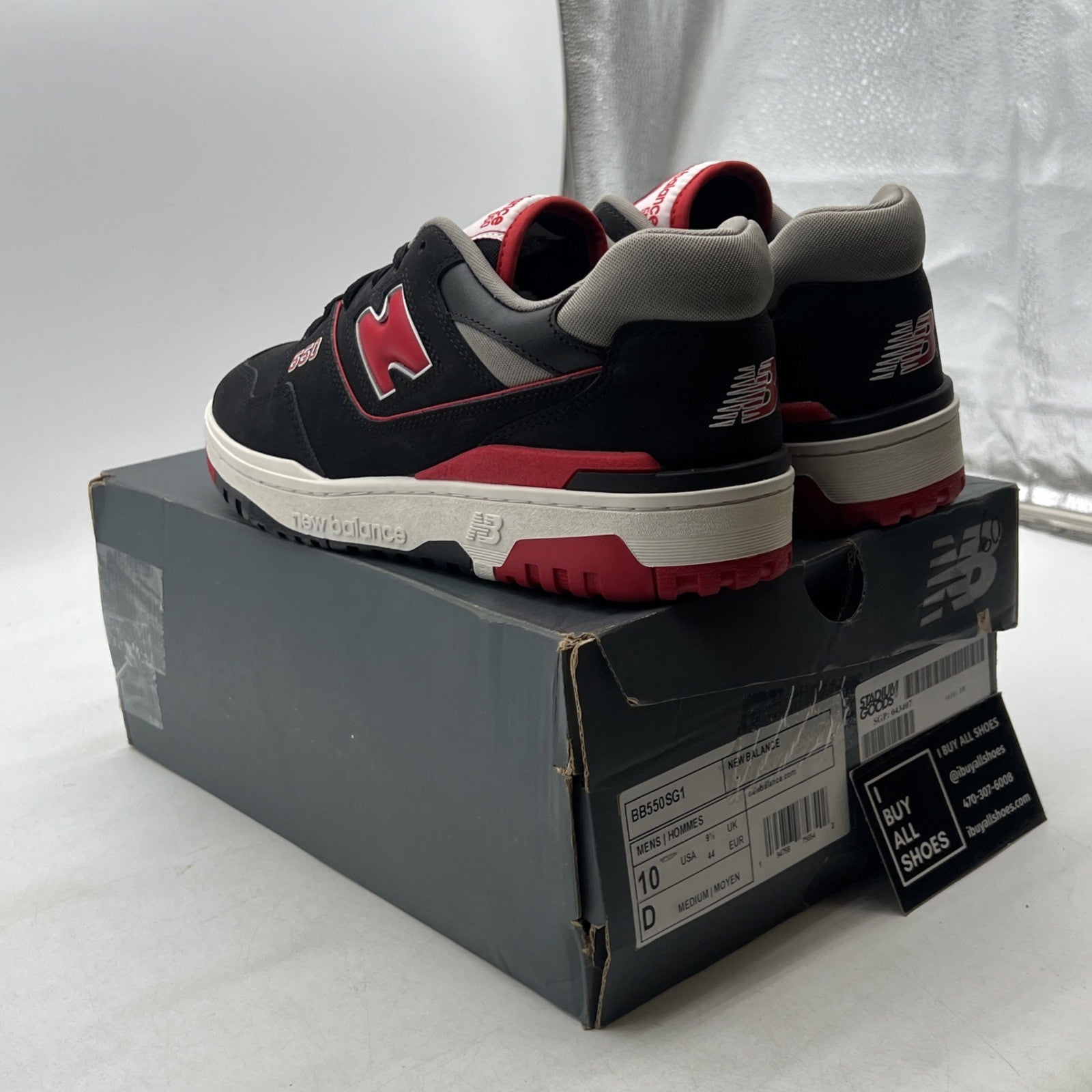 Size 10 - New Balance 550 Black Red (BB550SG1)