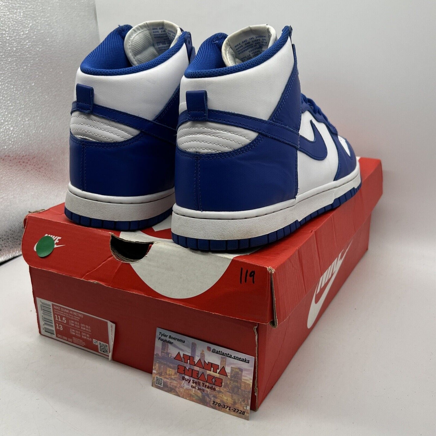 Size 11.5 - Nike Dunk 2021 High Kentucky White Blue Leather (DD1399-102)