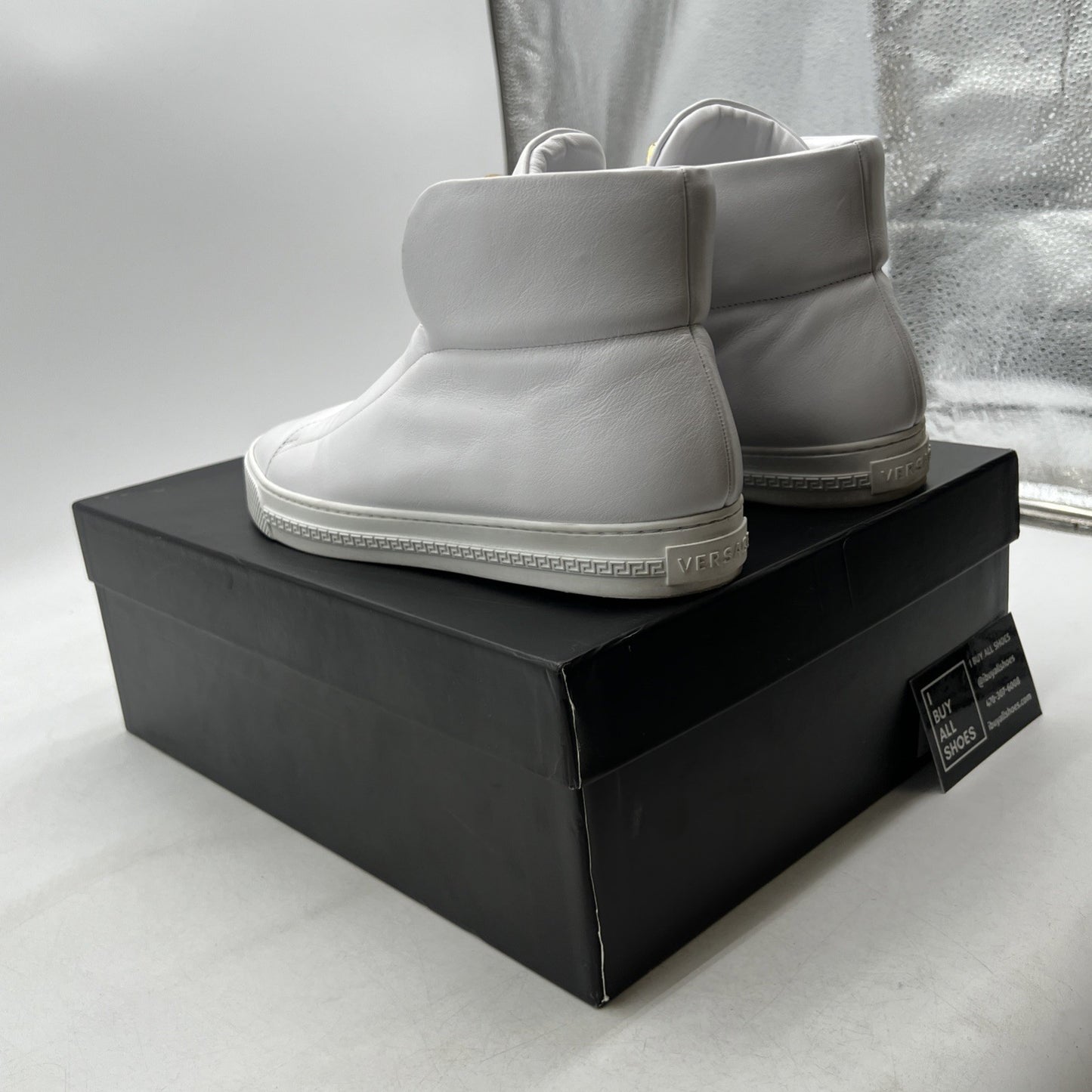 Size 40 - Versace Men’s Palazzo Gold Medusa White High Top