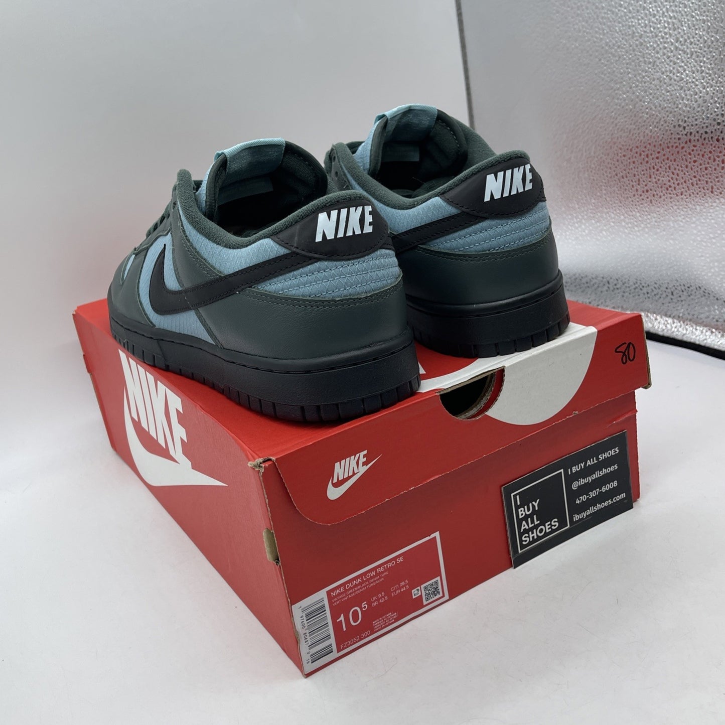 Size 10.5 - Nike Dunk SE Low Vintage Green Denim Turquoise Leather (FZ3052-300)