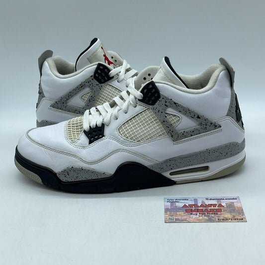 Size 12 - Jordan 4 Retro OG Mid White Cement Leather Grey Black (840606-192)