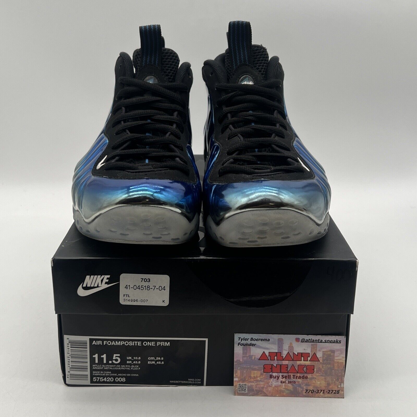 Size 11.5 - Nike Air Foamposite One PRM Blue Mirror (575420-008)