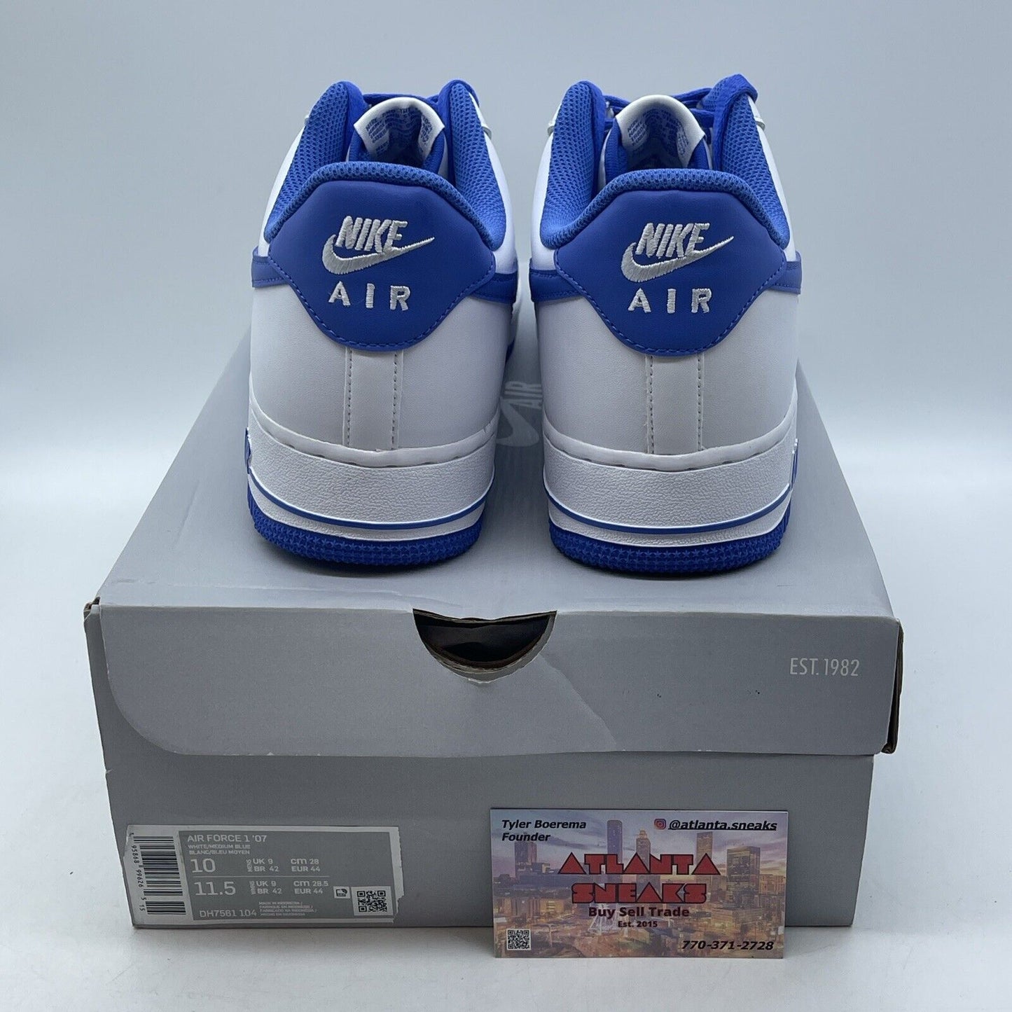 Size 10 - Nike Air Force 1 '07 White Medium Blue 2022 White Leather (DH7561-104)