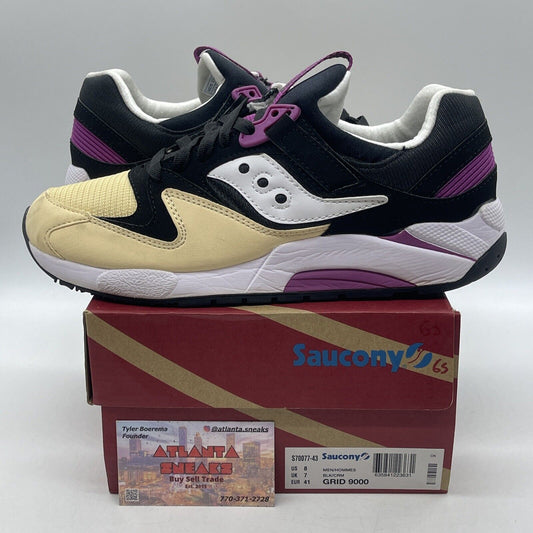 Size 8 - Saucony Grid 9000 Black Cream Suede White Purple Leather (S70077-43)