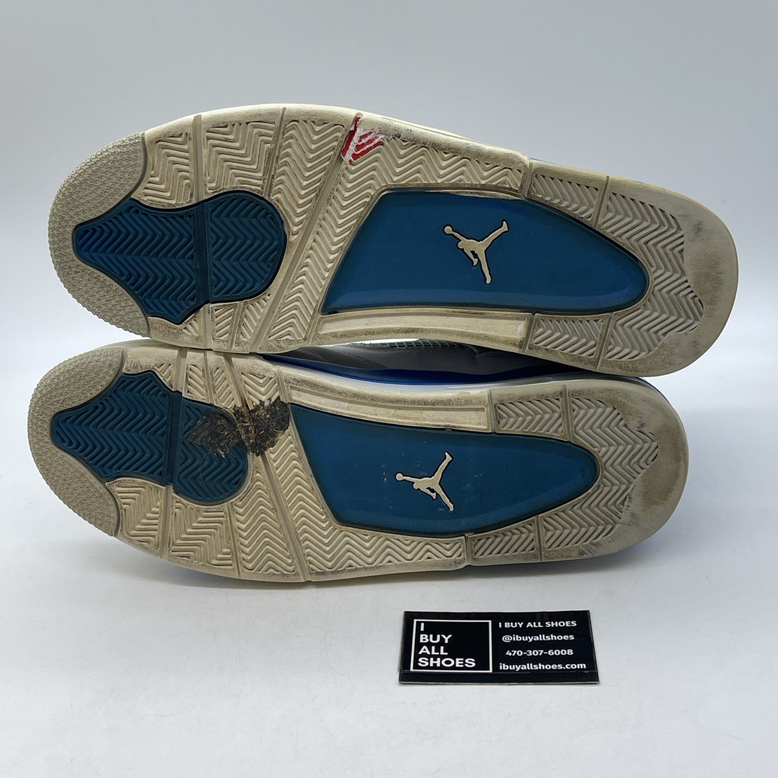 Size 14 - Jordan 4 Retro Military Blue White Grey Suede Leather (308497-105)
