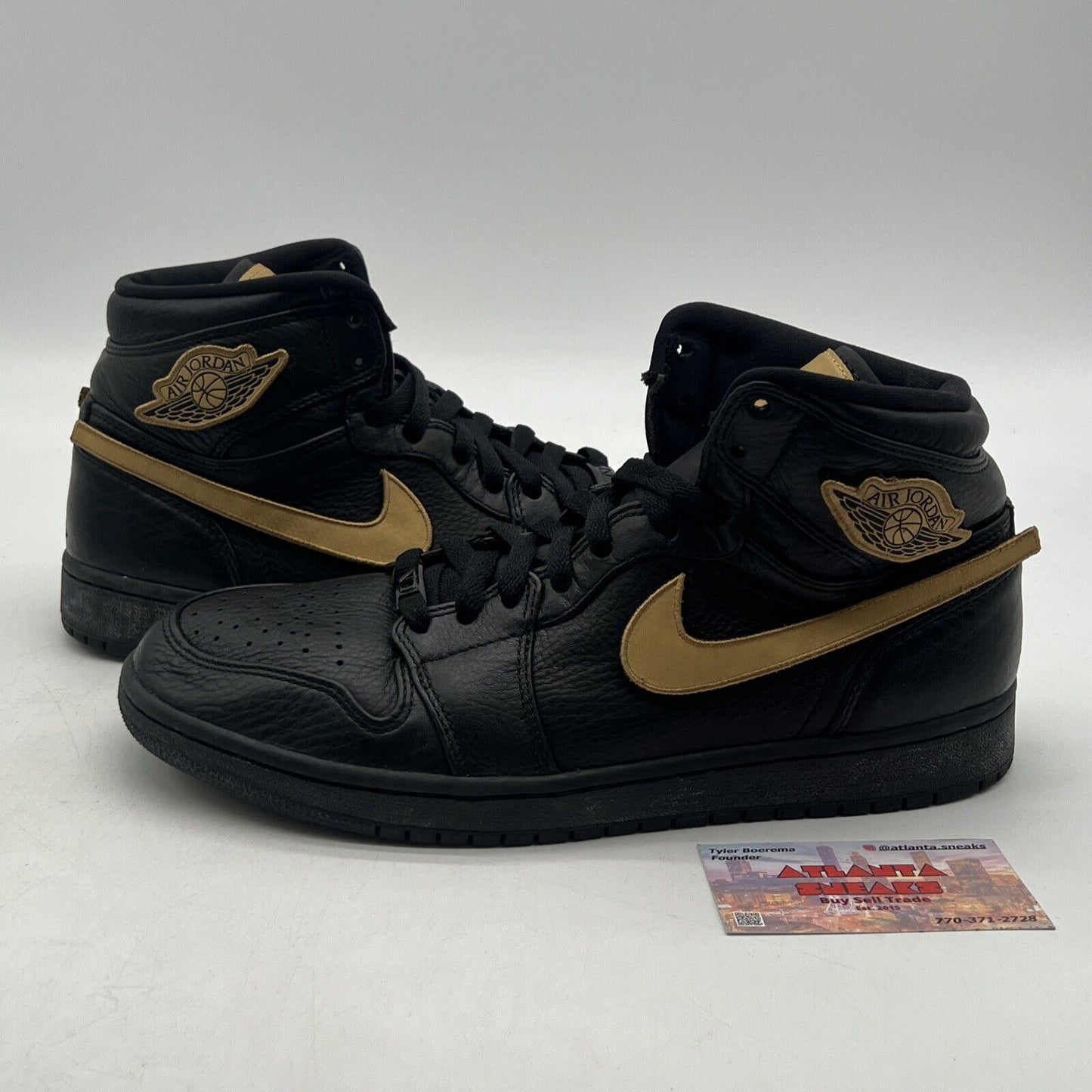 Size 9.5 - Air Jordan 1 Retro 2017 High BHM Black Gold Leather (908656-001)