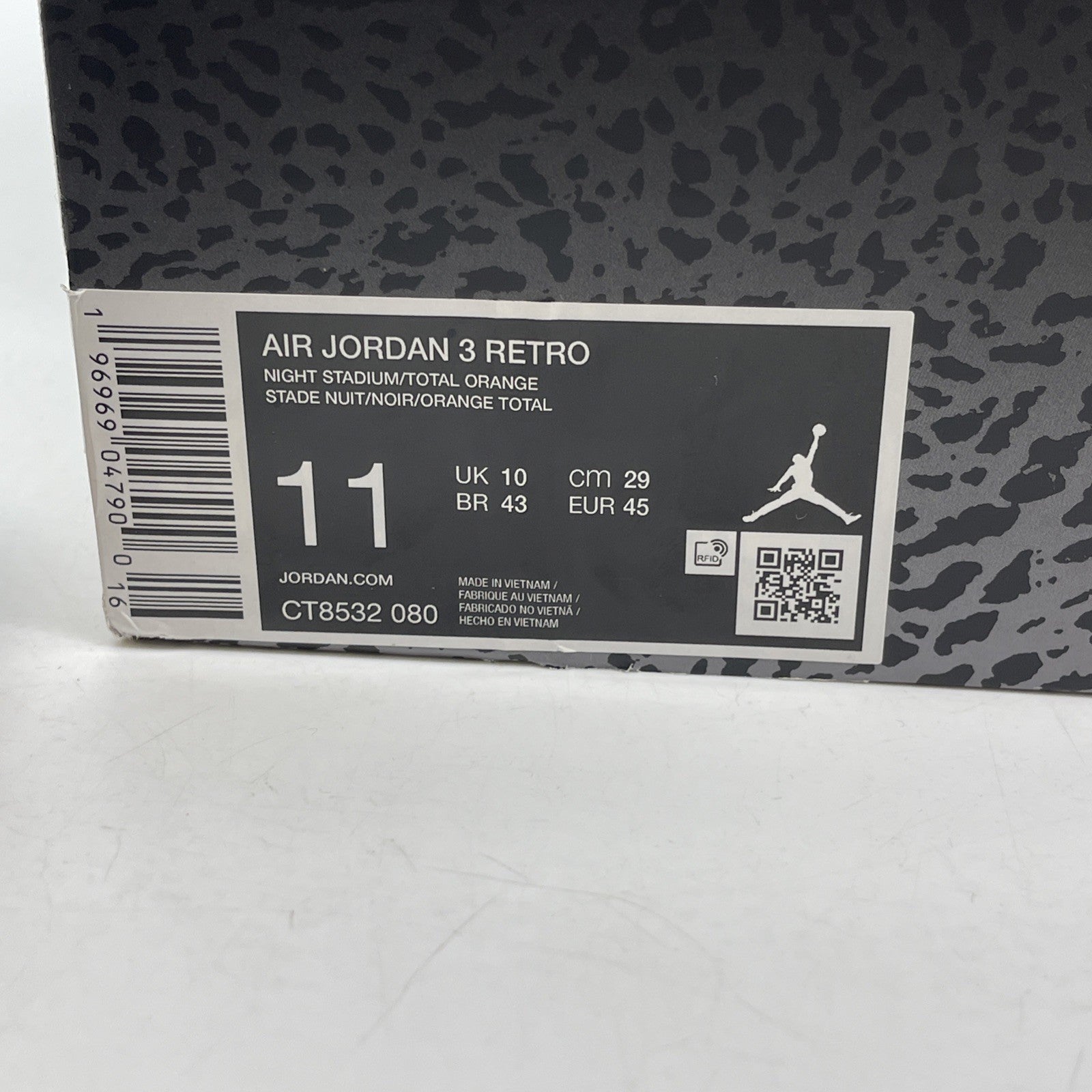 Size 11 - Jordan 3 Retro 2023 Mid Fear Black Grey Orange Suede (CT8532-080)