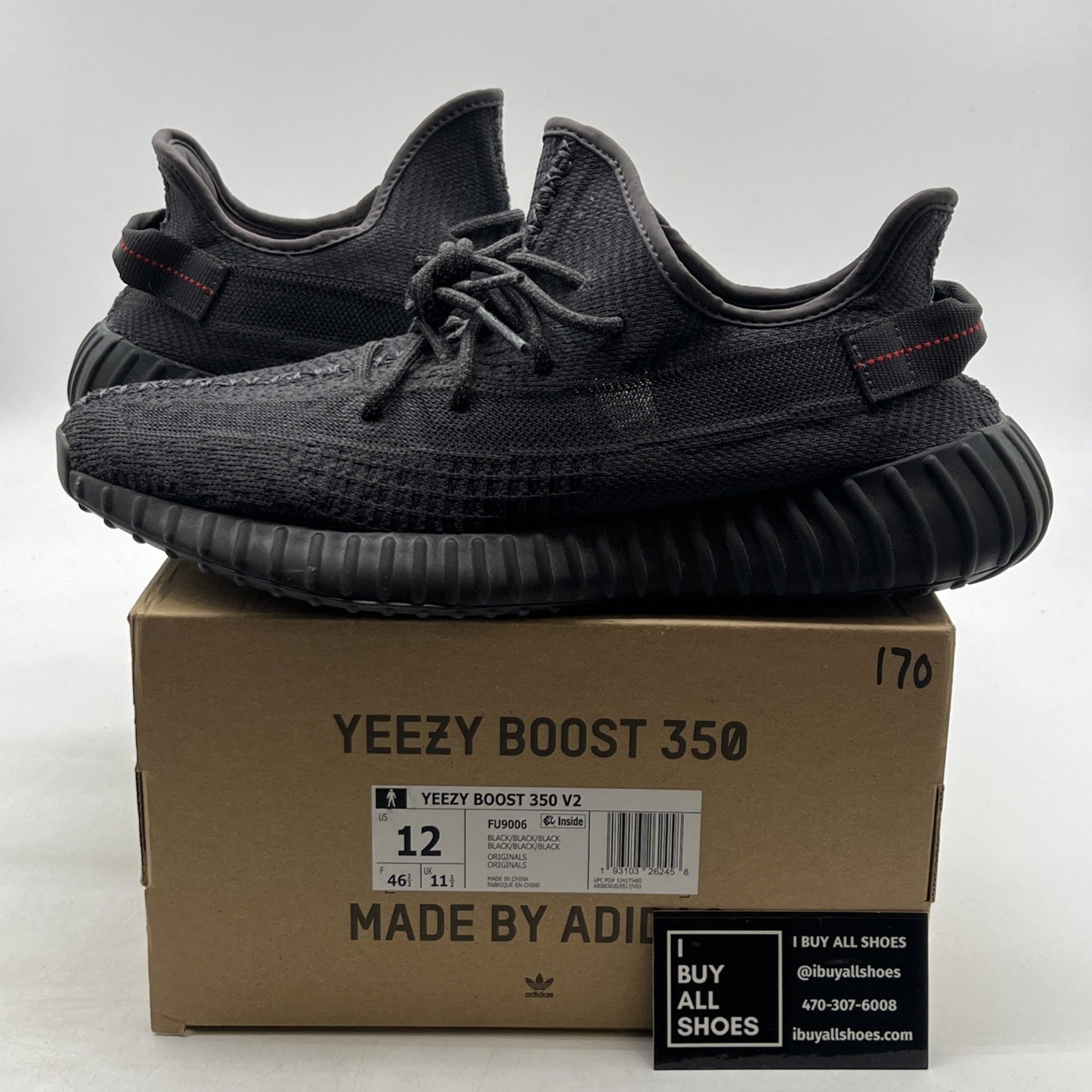 Size 12 - adidas Yeezy Boost 350 V2 Low Black Non-Reflective (FU9006)
