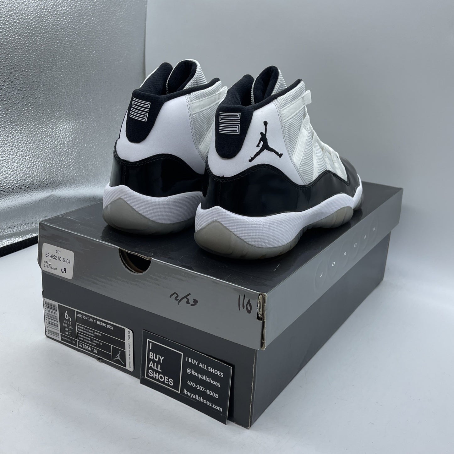 Size 6Y - Jordan 11 Retro Concord Black White Leather (378038-107)