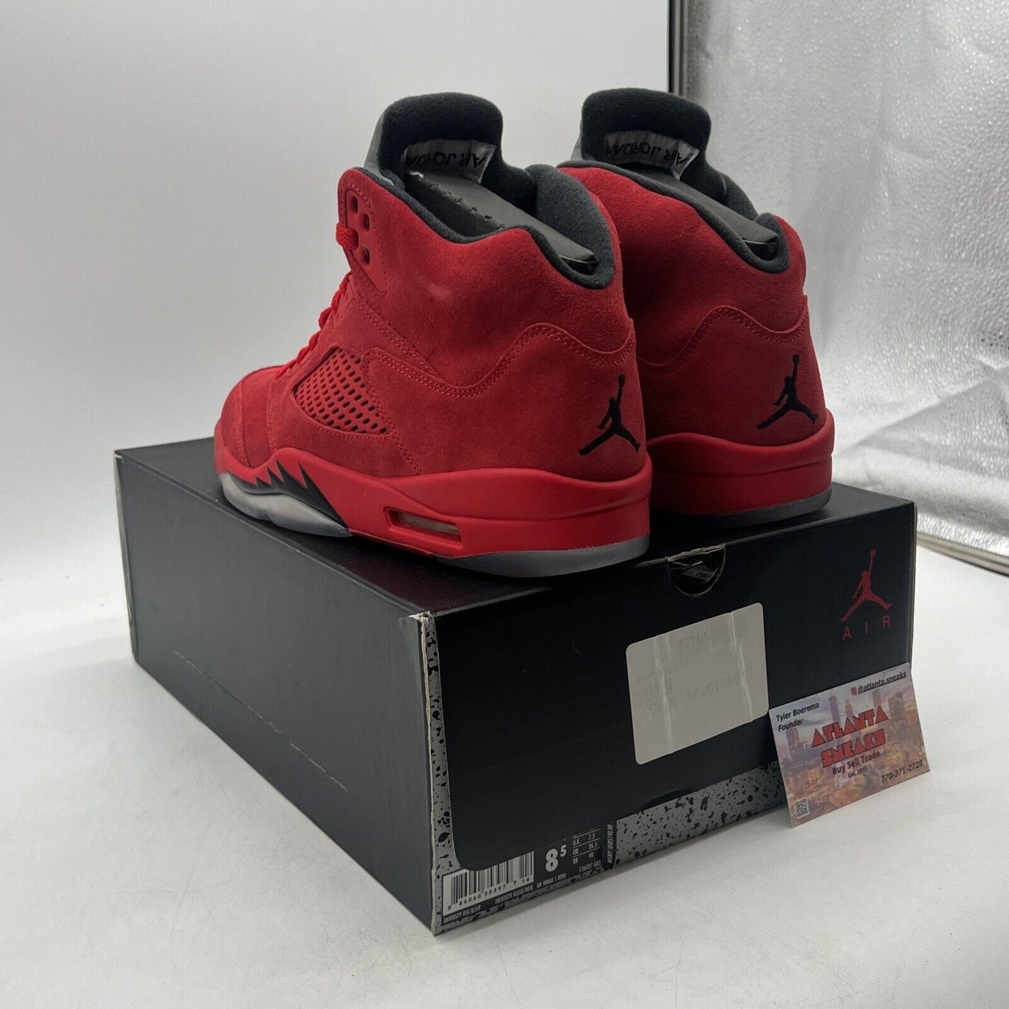 Size 8.5 - Air Jordan 5 Retro Red Suede Black Grey (136027-602)