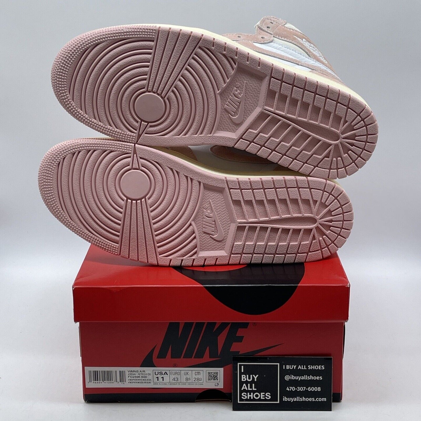 Size 11W - Air Jordan 1 Retro OG High Washed Pink White Leather Suede FD2596-600