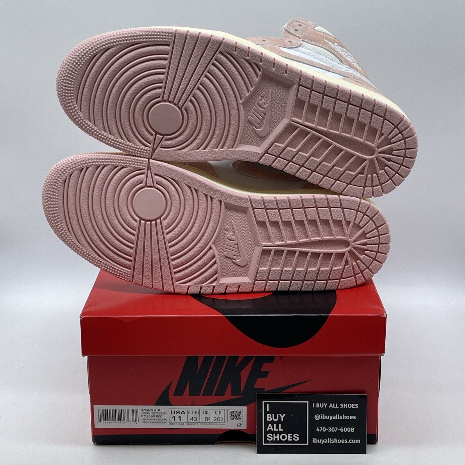 Size 11W - Air Jordan 1 Retro OG High Washed Pink White Leather Suede FD2596-600