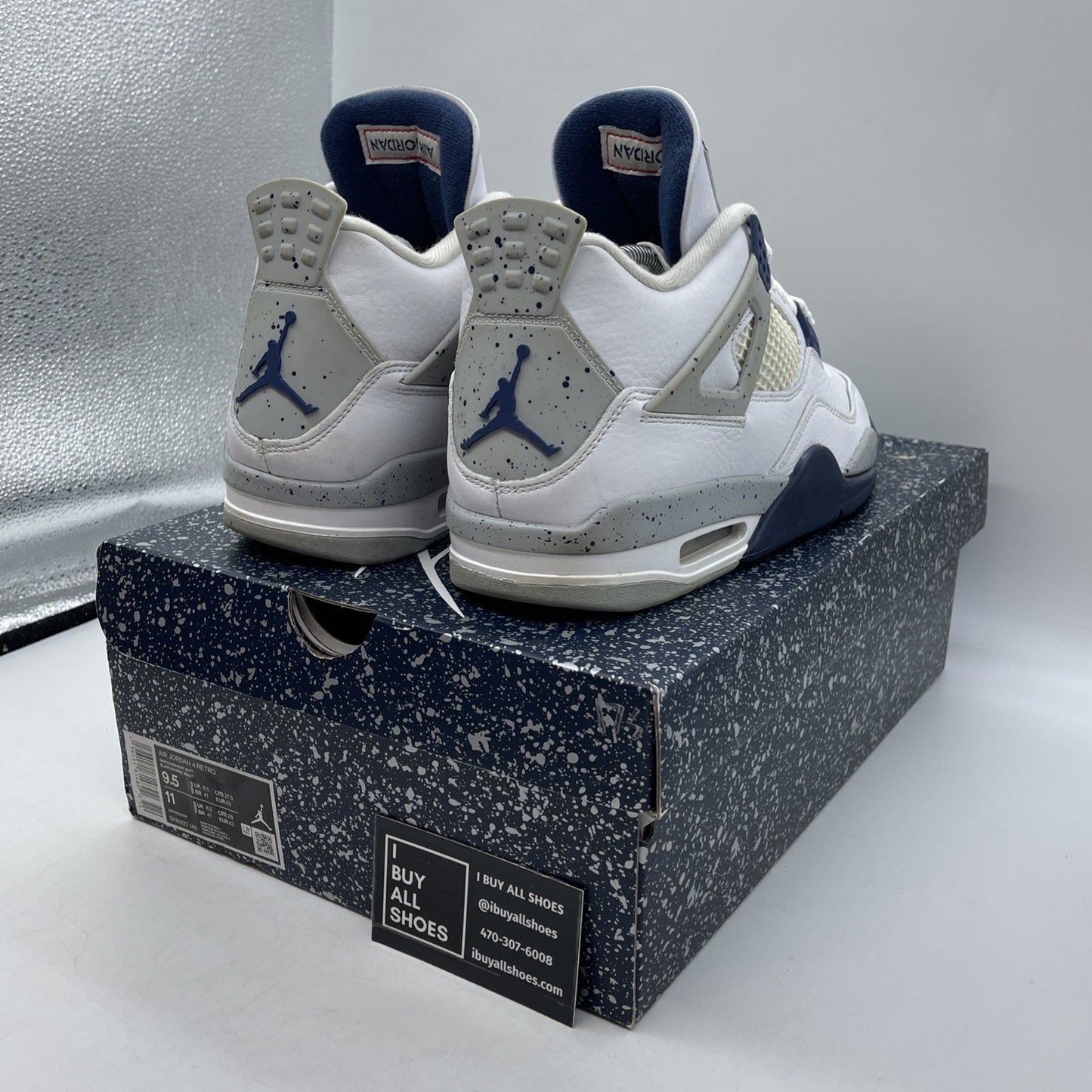Size 9.5 - Jordan 4 Retro Mid Midnight Navy White Leather (DH6927-140)