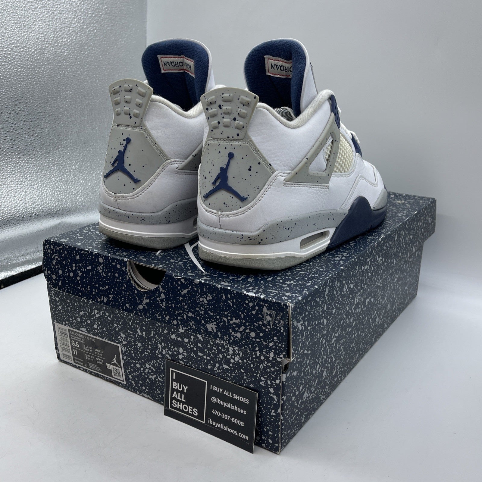 Size 9.5 - Jordan 4 Retro Mid Midnight Navy White Leather (DH6927-140)