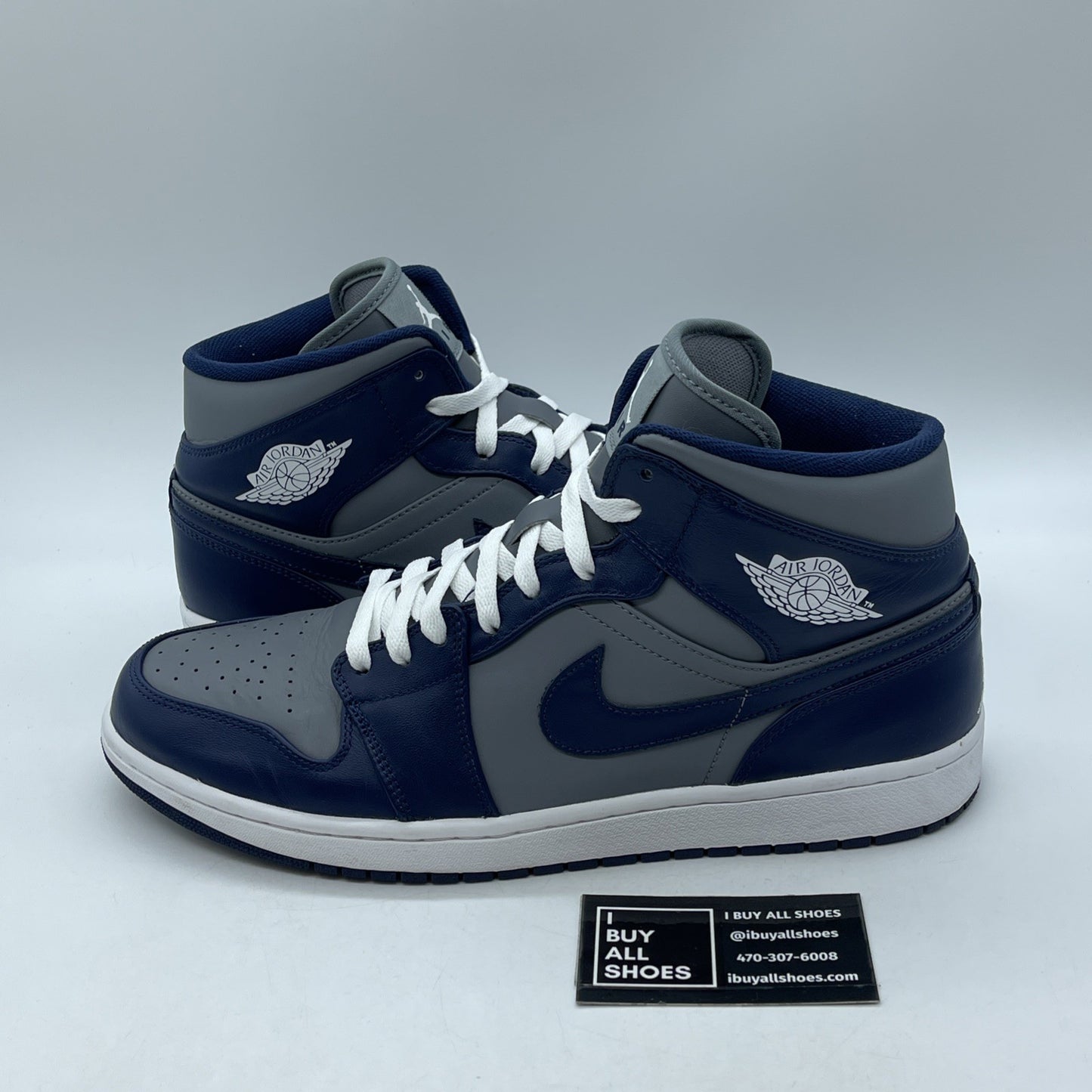 Size 12 - Air Jordan 1 Mid Georgetown Grey Blue Leather (554724-006)
