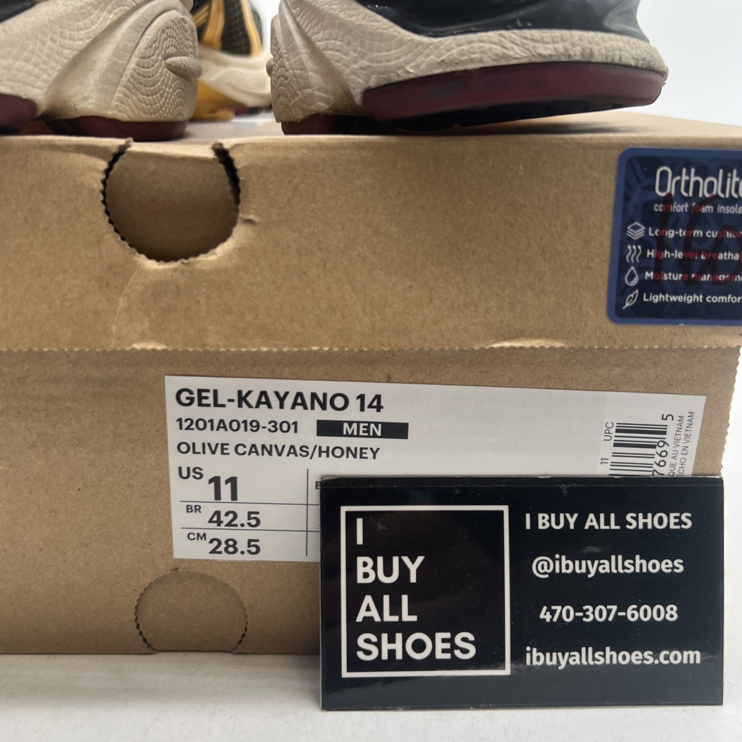 Size 11 - Asics Gel Kayano 14 Olive Canvas Honey (1201A019-301)