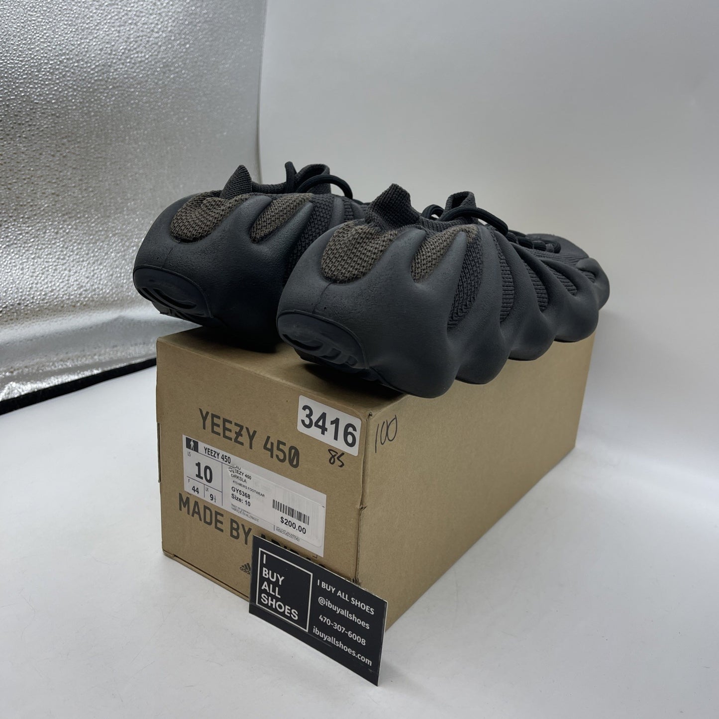 Size 10 - adidas Yeezy 450 Dark Slate Black Grey Suede (GY5368)