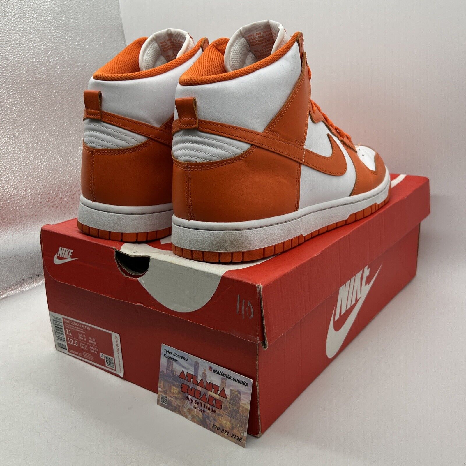 Size 11 - Nike Dunk SP 2021 High Syracuse White Leather Orange (DD1399-101)