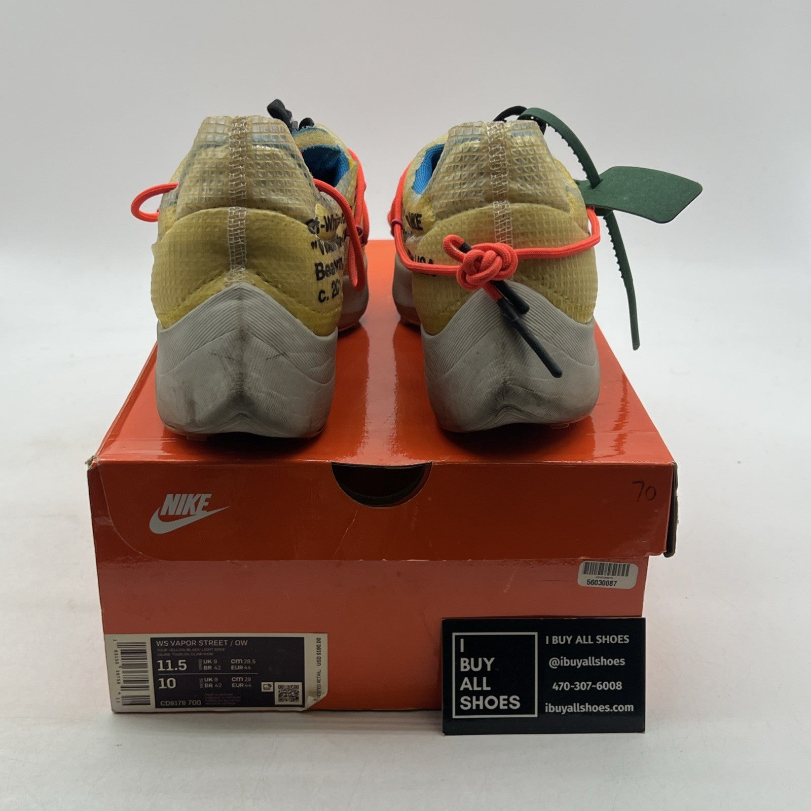 Size 11.5 - Nike Vapor Street x Off-White Low Tour Yellow W (CD8178-700)