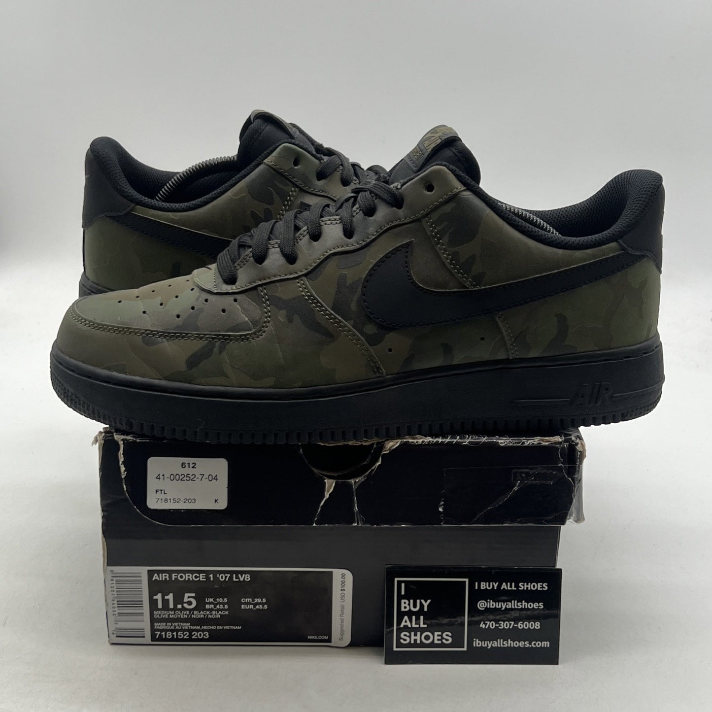 Size 11.5 - Nike Air Force 1 '07 LV8 Low Reflective Camo (718152-203)