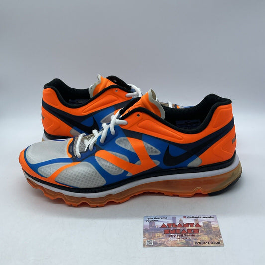 Size 11 - Nike Air Max+ 2012 White Blue Orange Leather Suede (487982-106)