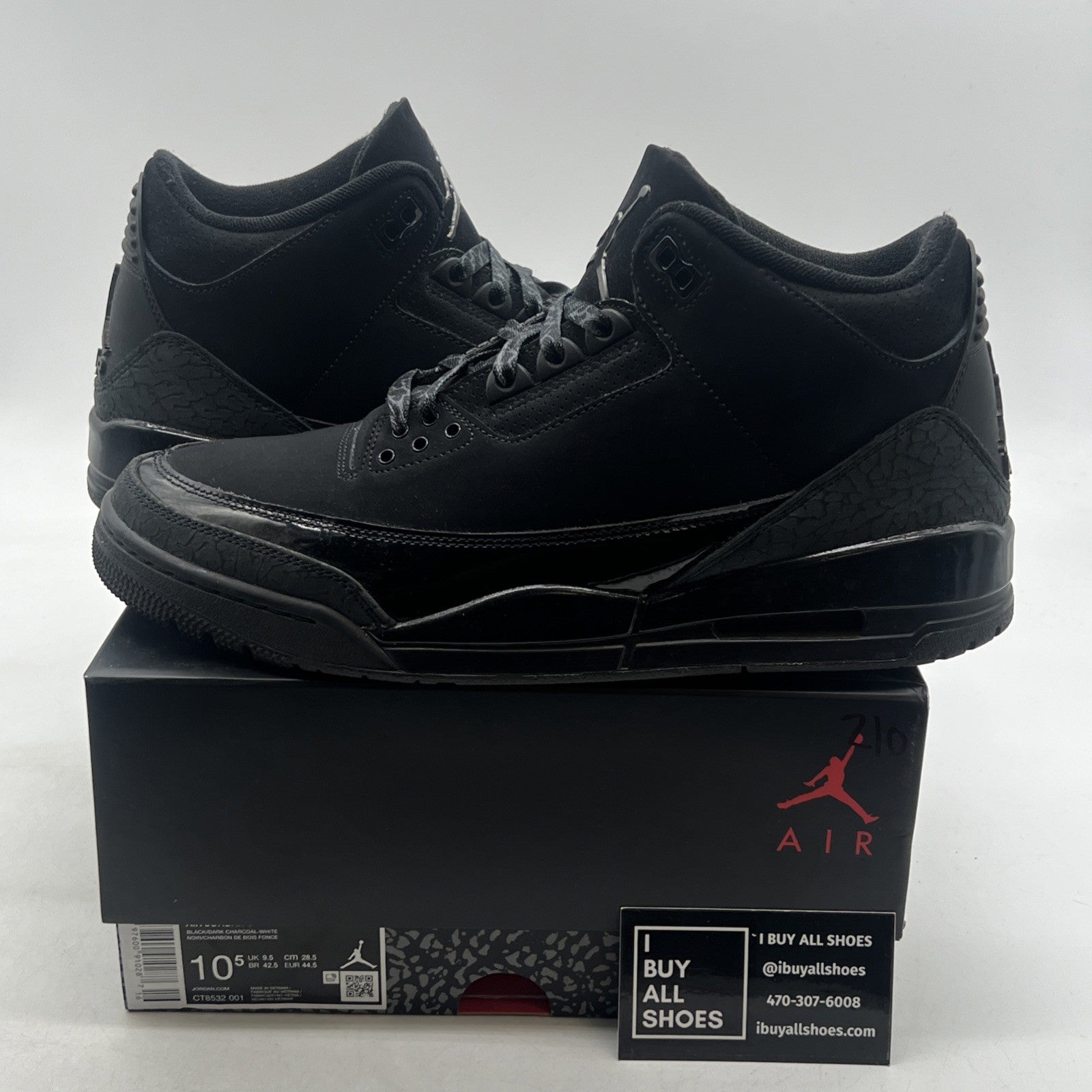 Size 10.5 - Air Jordan 3 Retro 2025 Black Cat (CT8532-001)