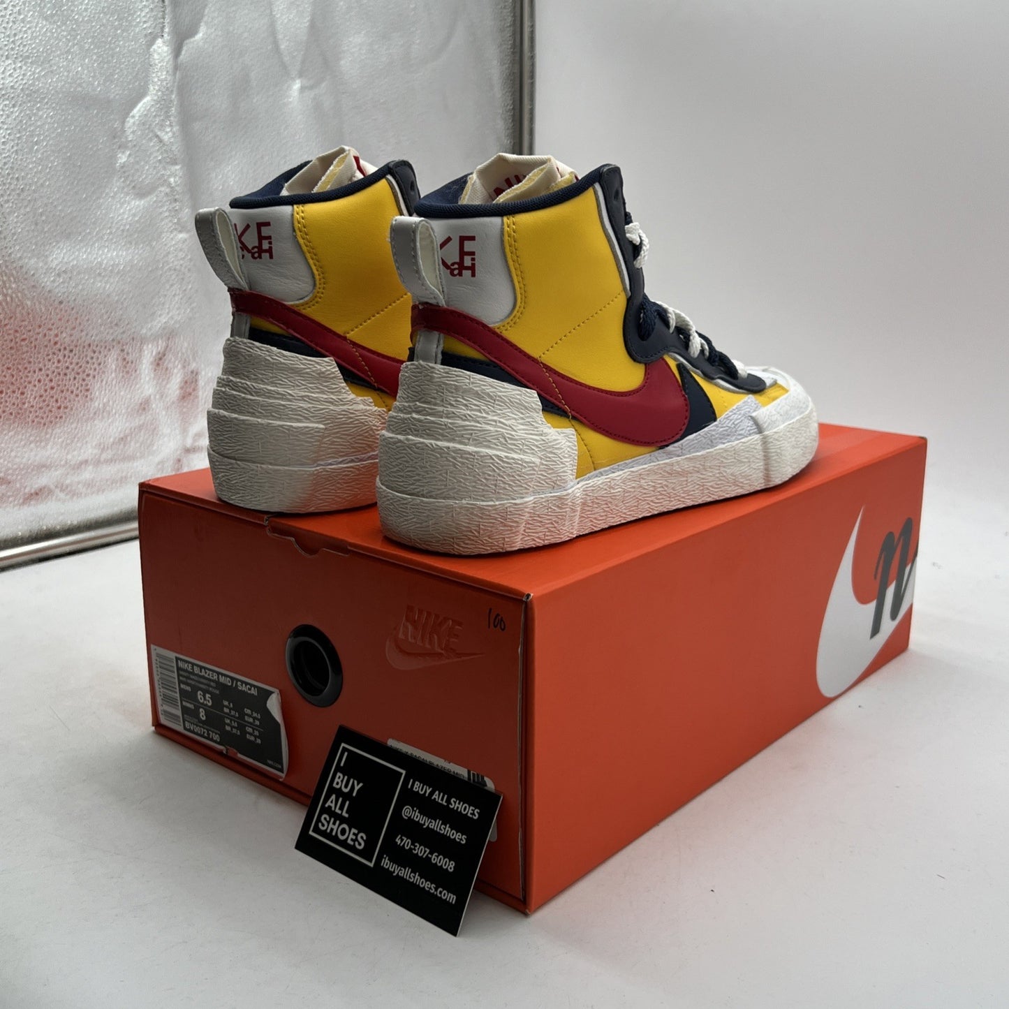 Size 6.5 - Nike sacai x Blazer Mid Maize Navy (BV0072-700)