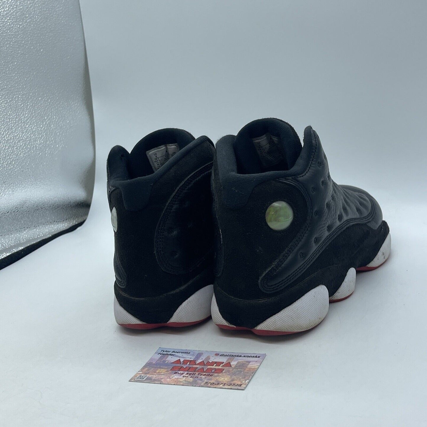 Size 9 - Jordan 13 Retro Mid Playoff Black Suede Leather Red White (414571-062)