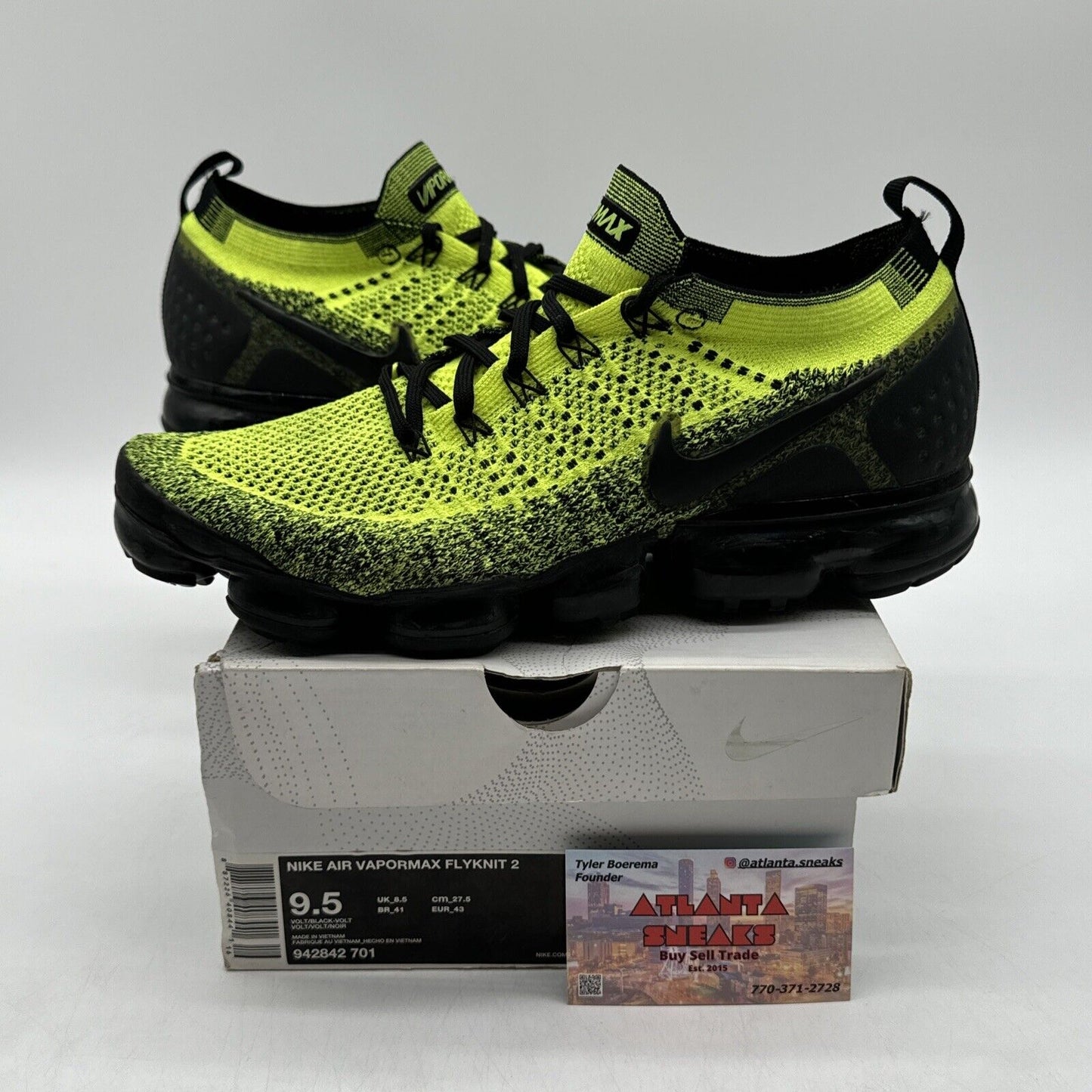 Size 9.5 - Nike Air VaporMax Flyknit 2 Volt 2019