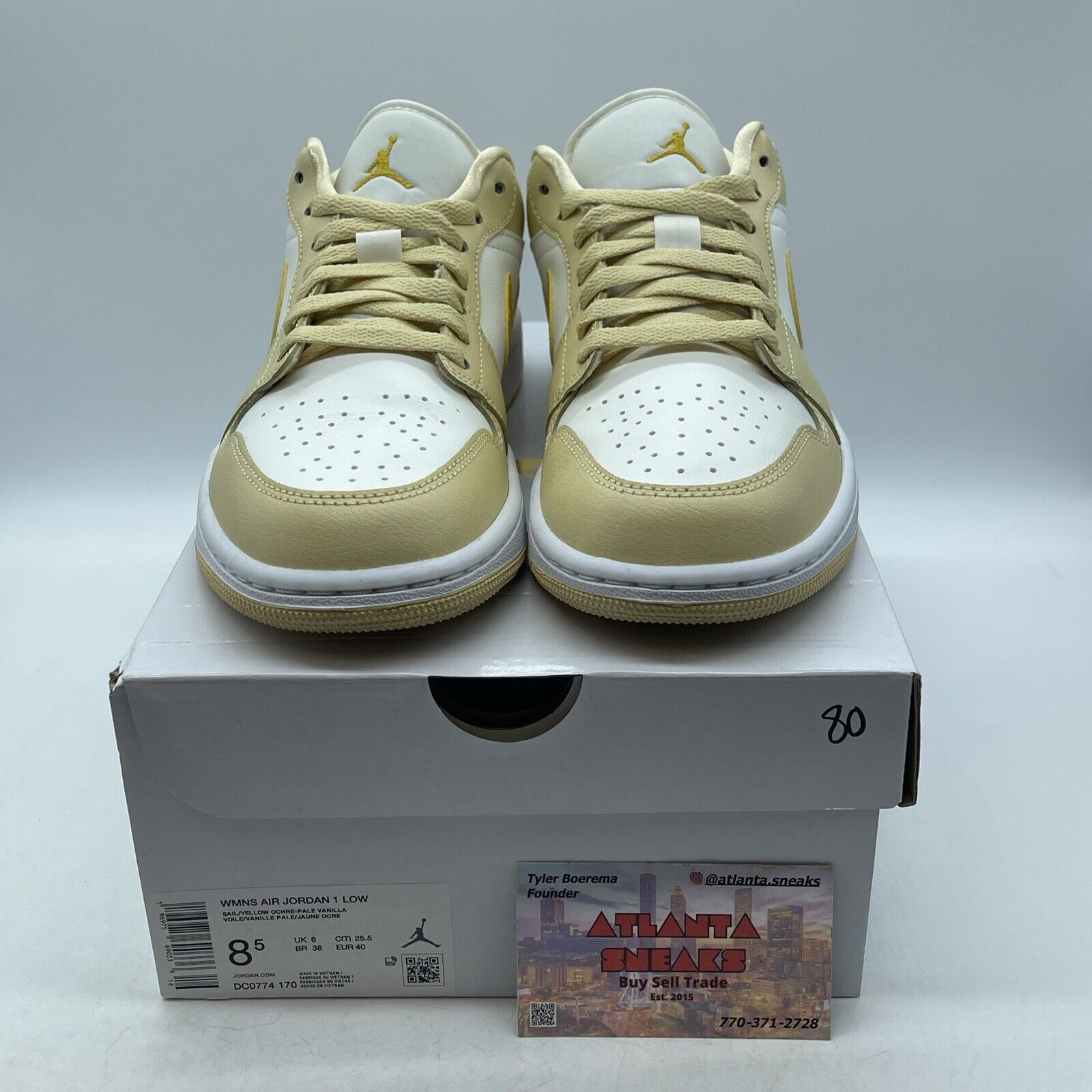 Size 8.5W - Wmns Air Jordan 1 Low Sail/Yellow Ochre-Pale Vanilla (DC0774-170)