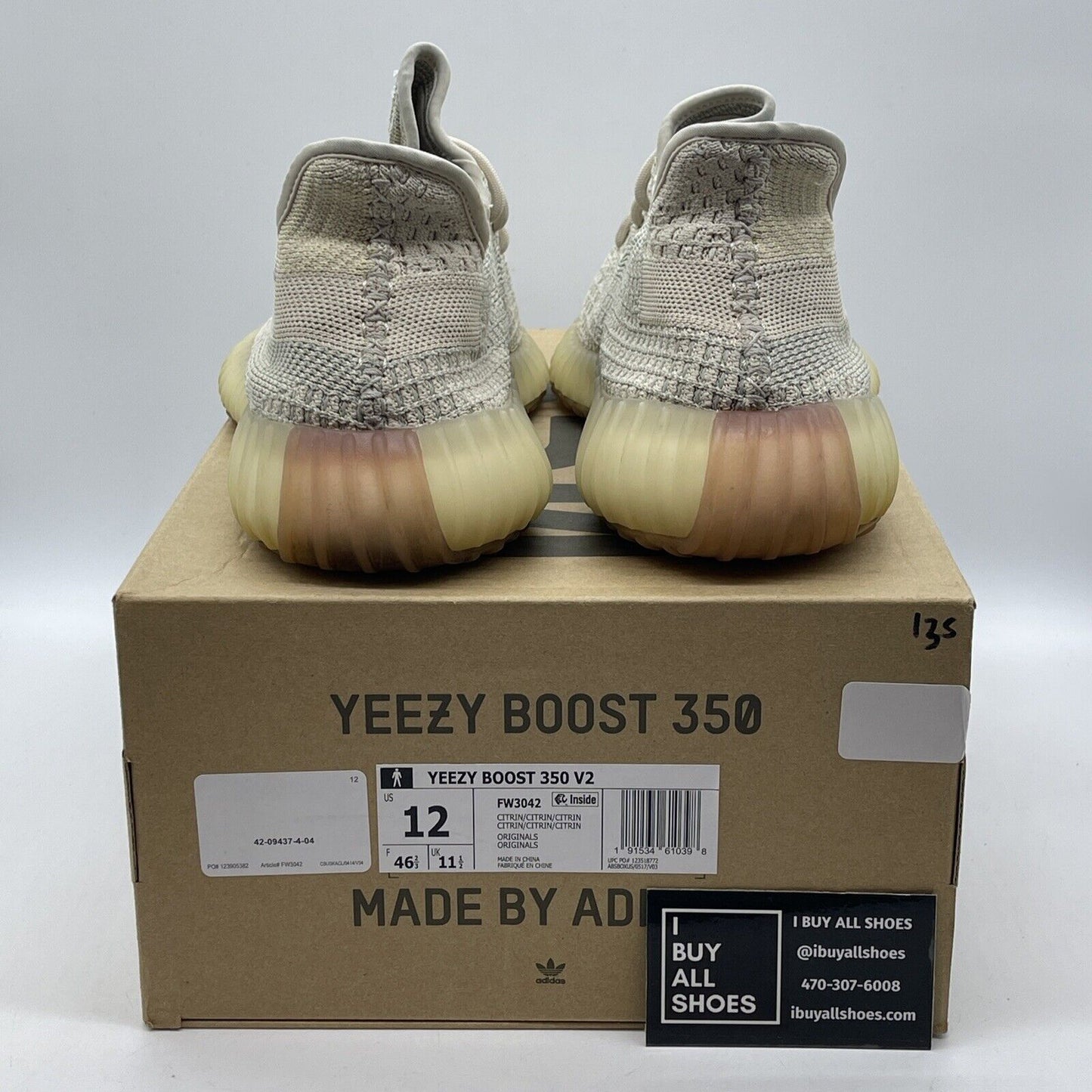 Size 12 - Yeezy Boost 350 V2 Citrin Non-Reflective Blue White Suede (FW3042)