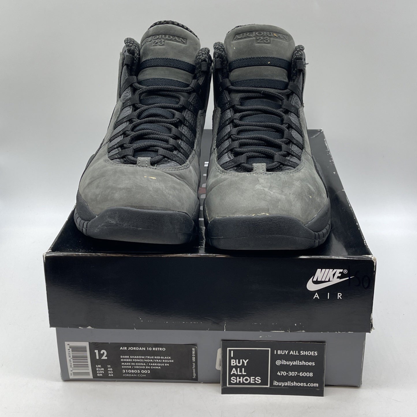 Size 12 - Air Jordan 10 Retro 2018 Shadow Grey Black Suede Leather (310805-002)