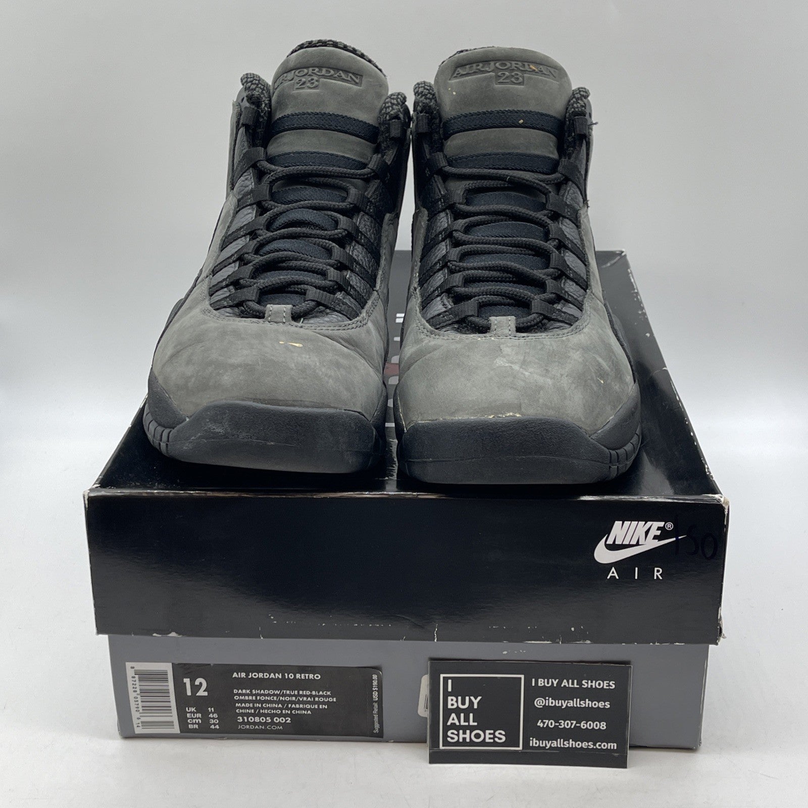 Size 12 - Air Jordan 10 Retro 2018 Shadow Grey Black Suede Leather (310805-002)
