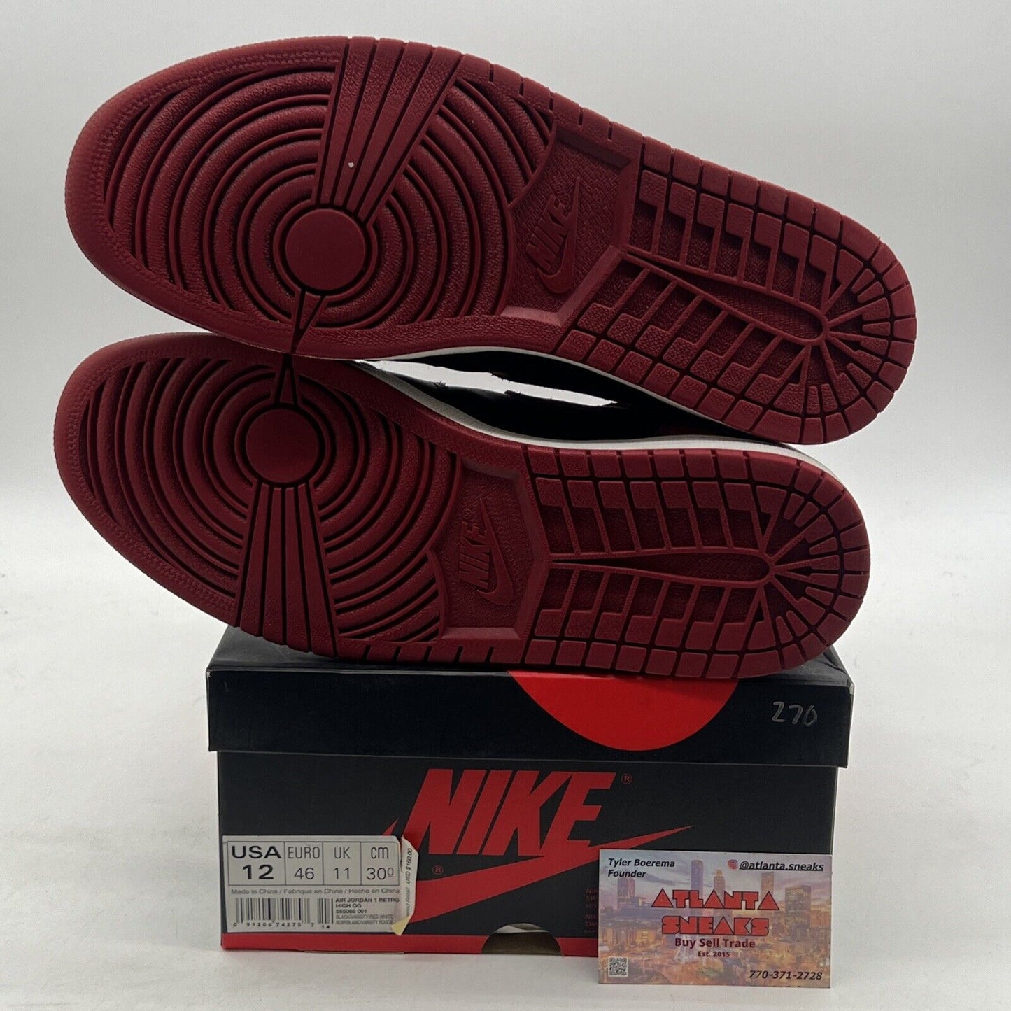 Size 12 - Air Jordan 1 Retro OG High Banned, Bred (555088-001)