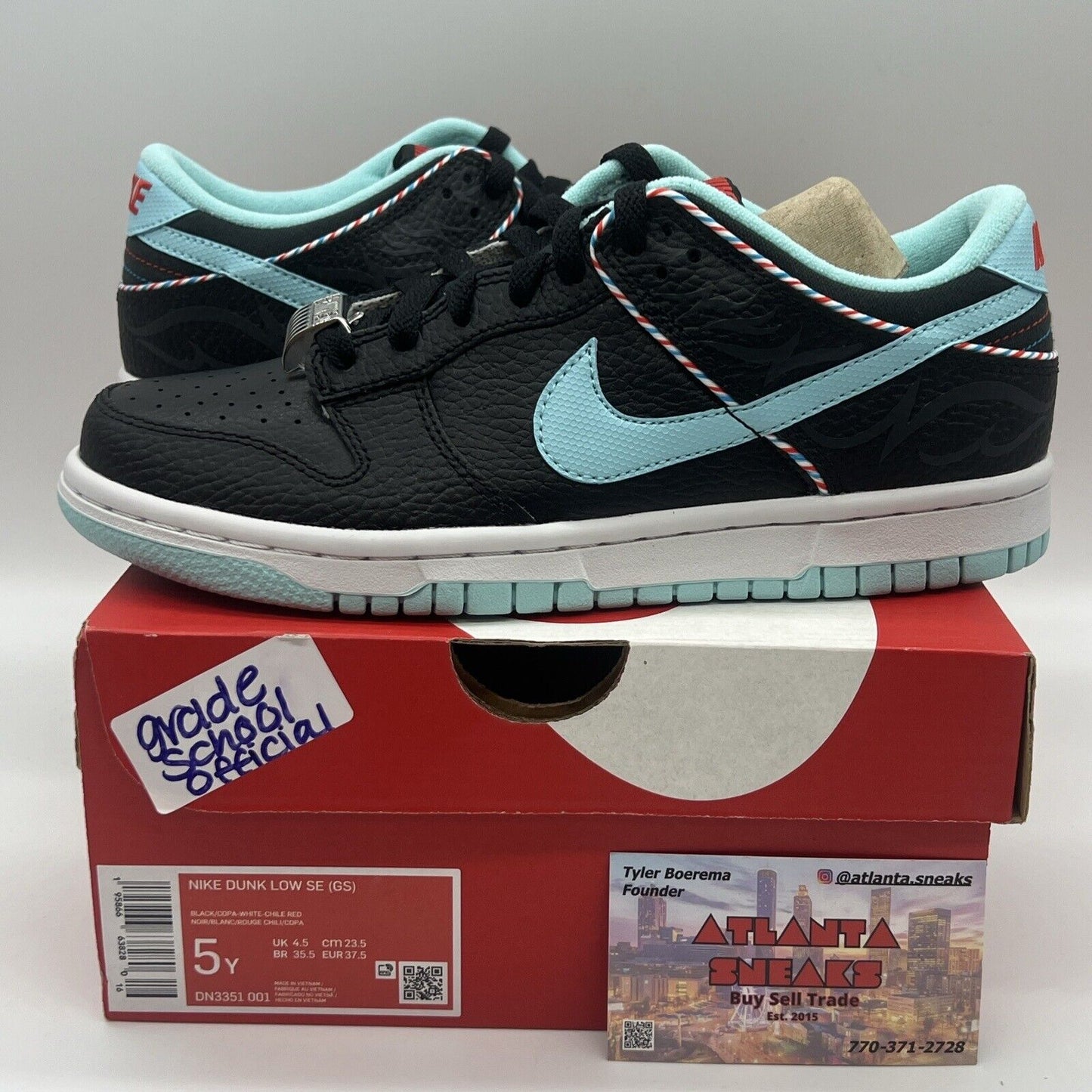 Size 5 - Nike Dunk Low Retro SE Barber Shop - Black