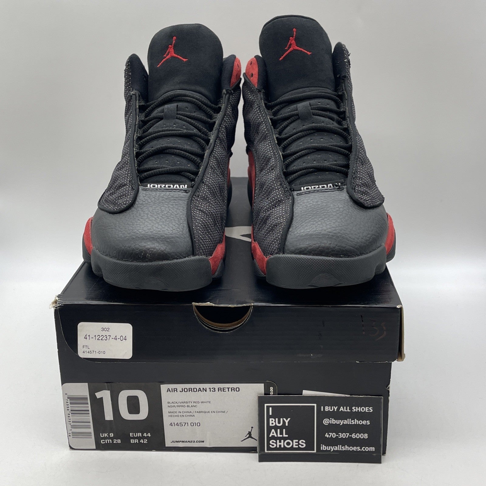 Size 10 - Air Jordan 13 Retro 2013 Bred Red Black Leather (414571-010)