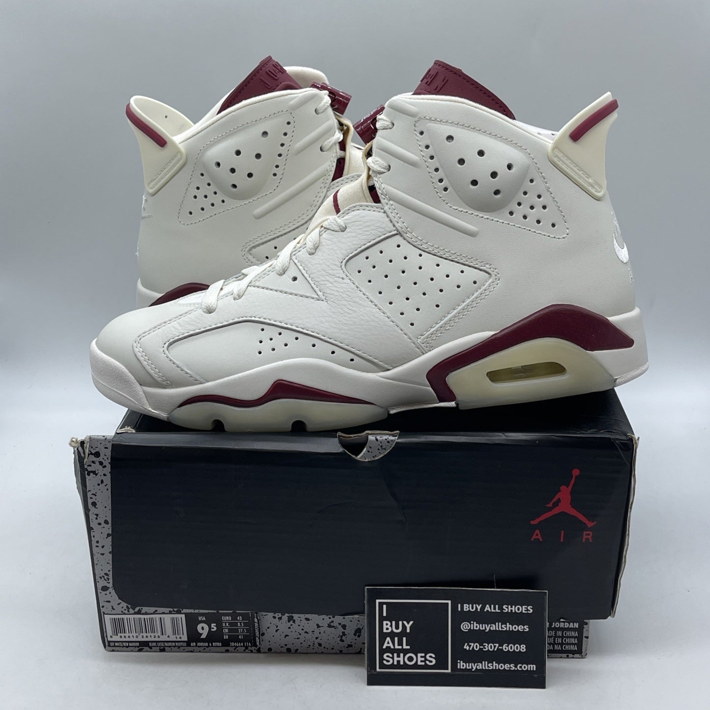 Size 9.5 - Air Jordan 6 Retro 2015 Maroon (384664-116)